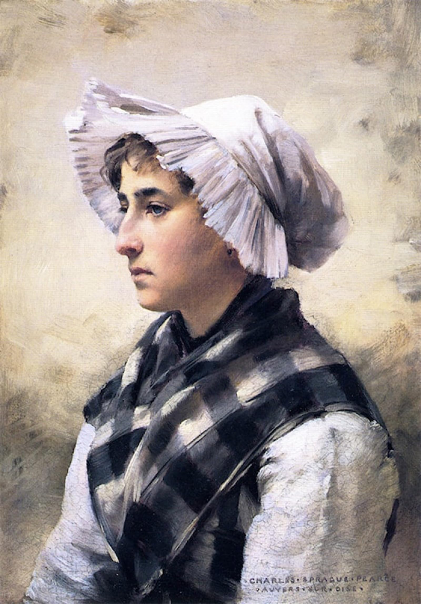ARTXLXXBN Famous Prints Artwork Pictures Poster Painting Art Woman with a Bonnet Charles Sprague Pearce Artwork Landscape Pictures for Home Decor 60x90cm