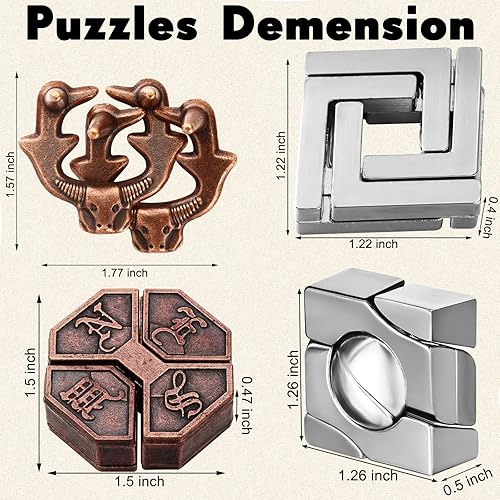 Miniatura 2 de Wettarn Rompecabezas de metal para adultos, rompecabezas de acero 3D para adultos, rompecabezas de desbloqueo entrelazado para adultos, juegos de