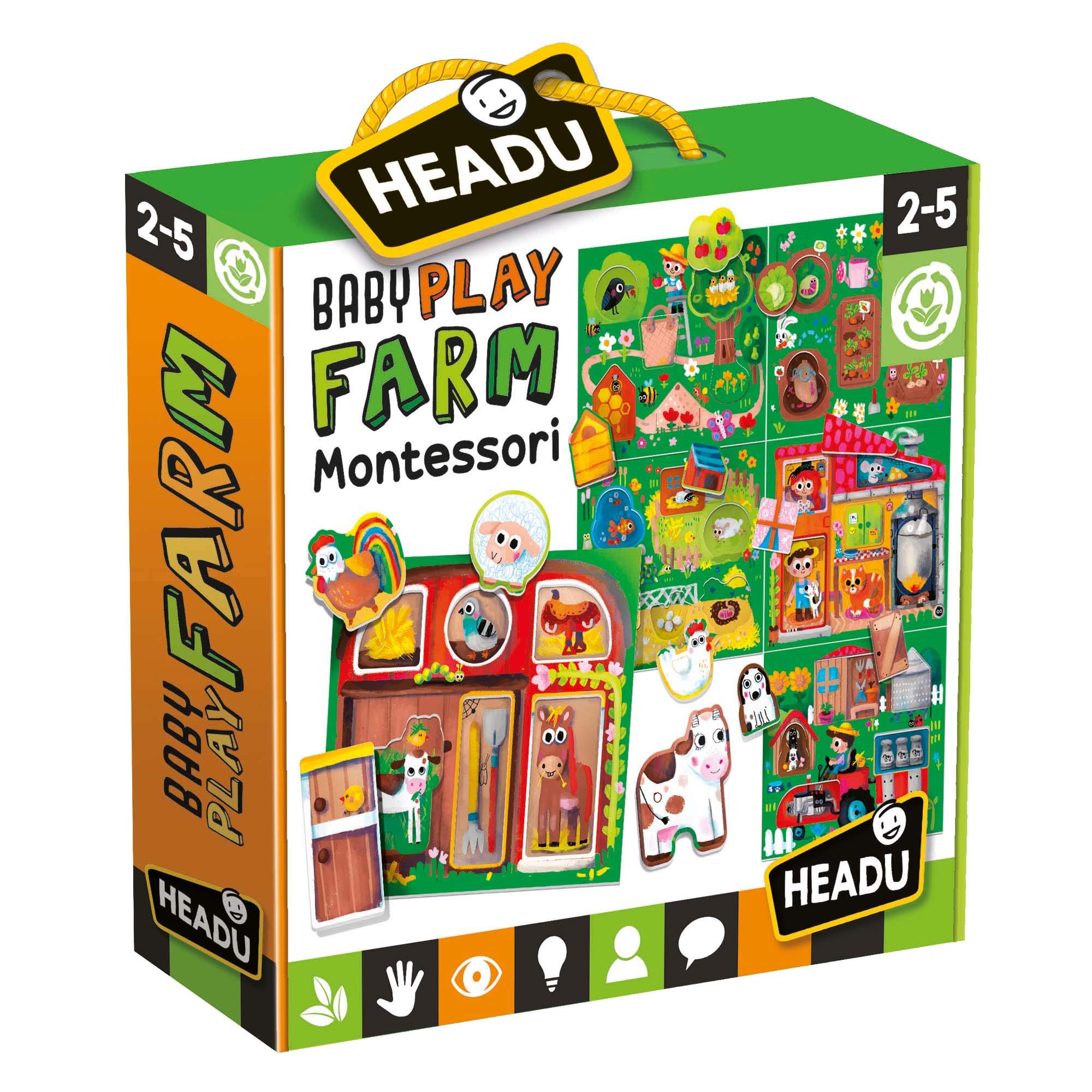 Headu MU23608 Play Farm Montessori Flashcards, Multi