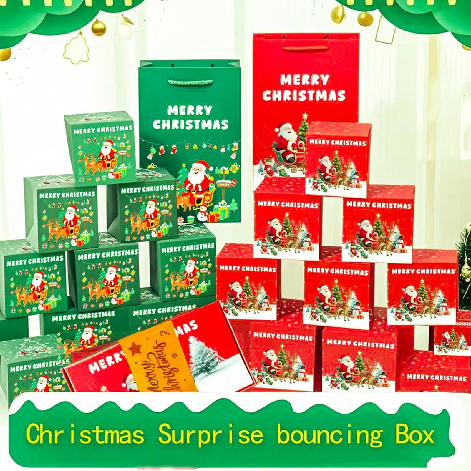 Set de Regalo de Navidad, Fiesta Festiva de Navidad, Bolsa de Regalo, Hucha para Cumpleaños O, Verde 20 Piezas, tal como se describe