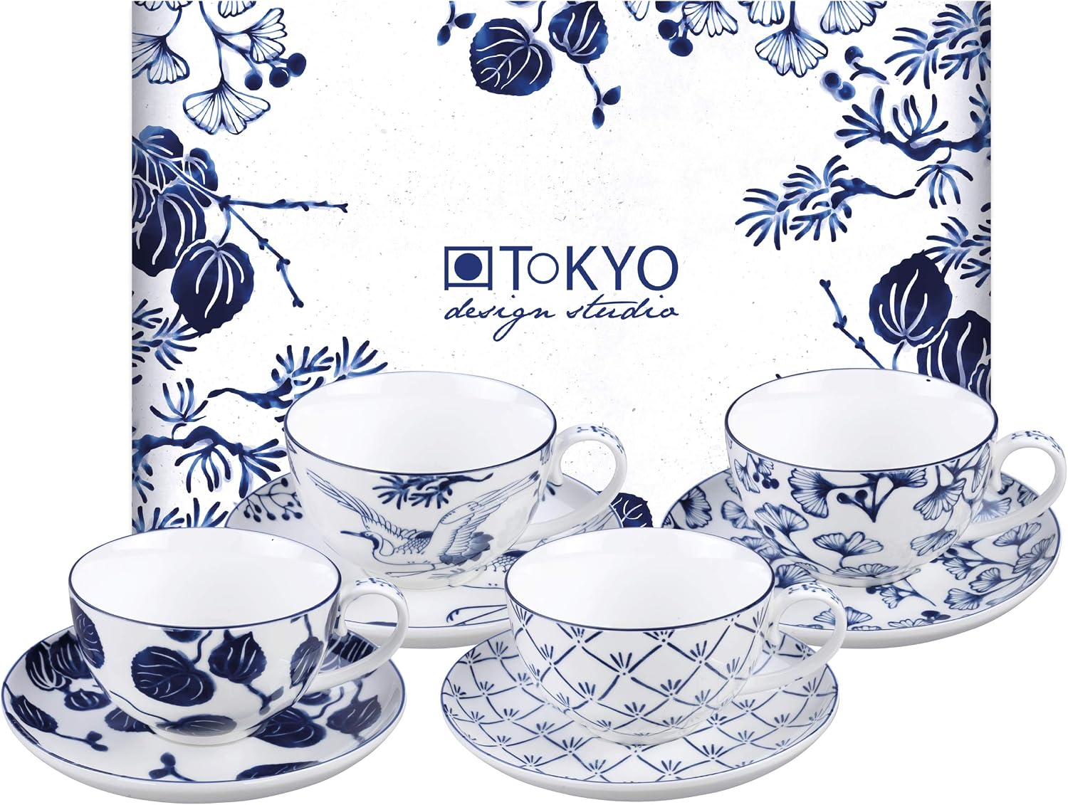 TOKYO Design Studio Flora Japonica Cups & Saucers 8-Piece 250 ml