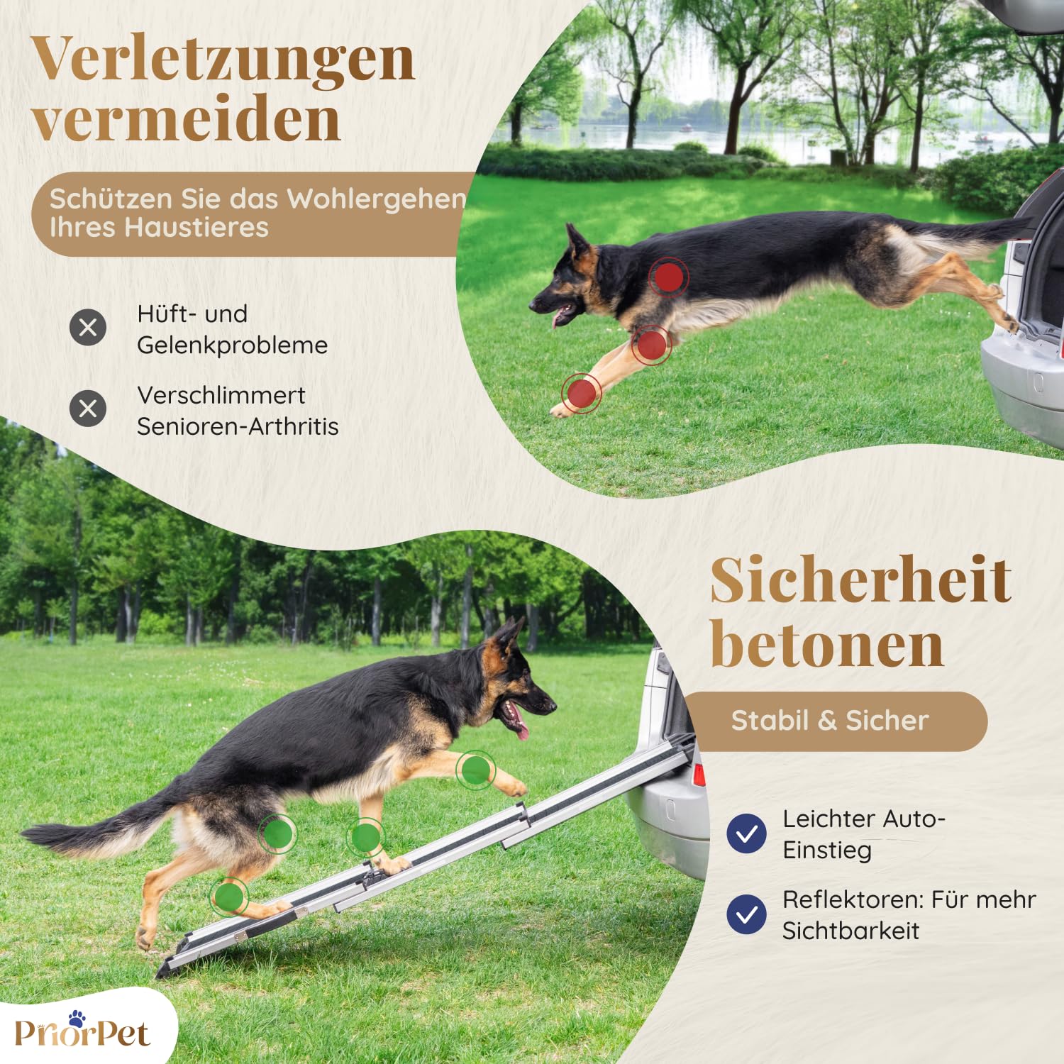 Hunderampe Auto Klappbar- Teleskop Alu Rampe für große Hunde - Stabile Hundetreppe Auto & SUV - rutschfest - Reflektierende Seiten - Hundeleiter Auto - 90kg Belastbarkeit - Befestigungsclip - Schwarz