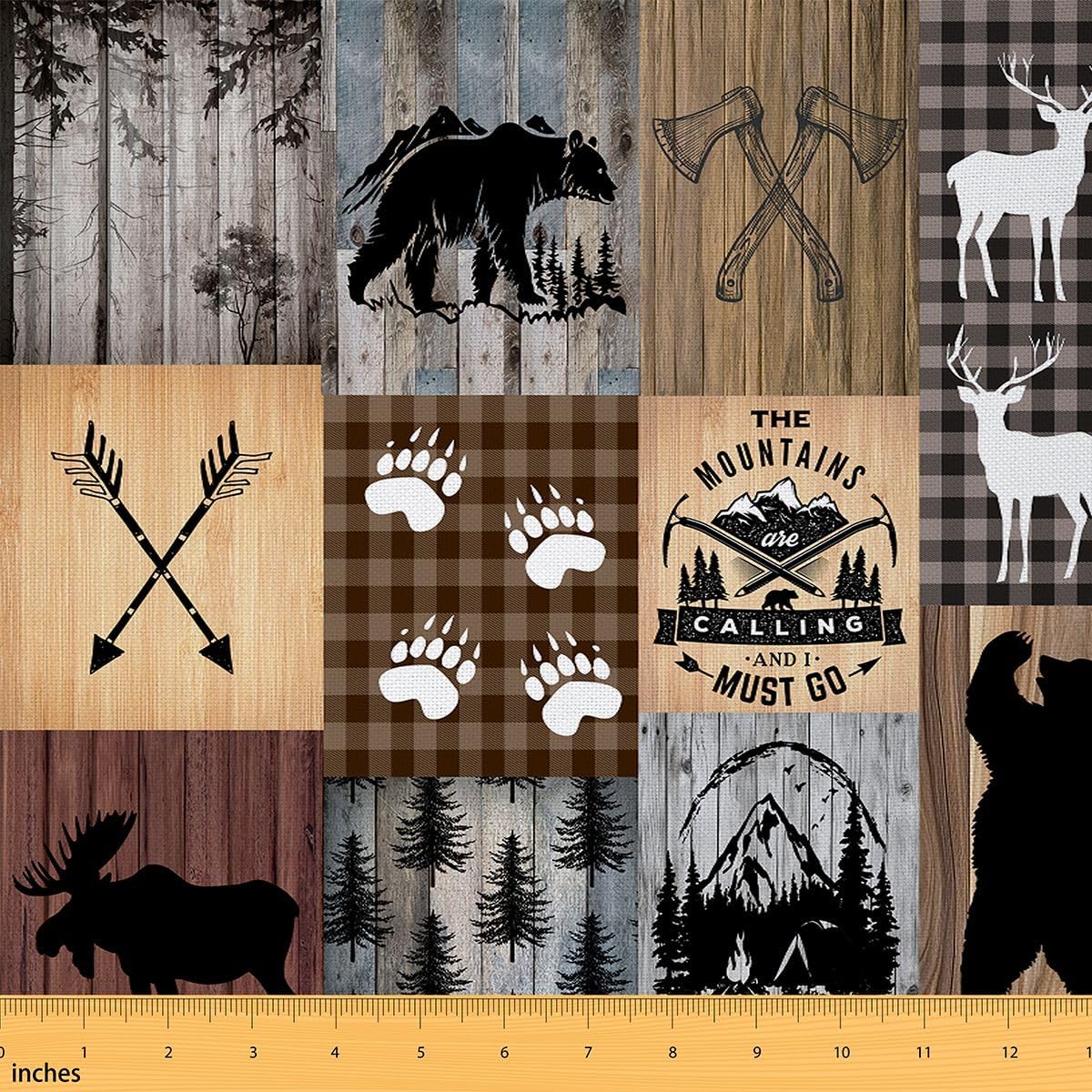 Deer Fabric by The Yard 3 Yard, Camping Hunting Upholstery Fabric forFarm Duck Deer Decorative Waterproof Outdoor Fabric Kids Toddler Farmhouse Outdoor Fabric