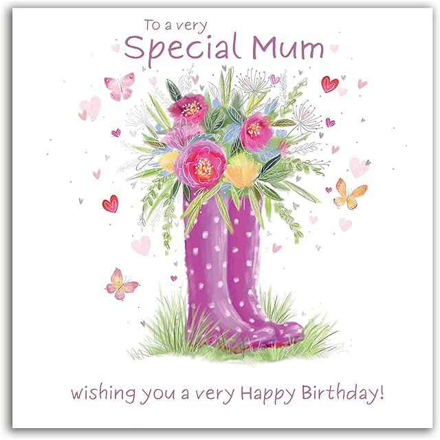 The Heritage Press Birthday Card for Mum - To a Very Special Mum - Floral Greeting Card with Pretty Foil Finish and Envelope for Her - Made in UK - 160X160mm