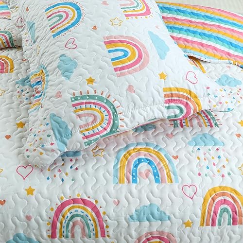 Miniatura 2 de MarCielo Juego de colcha para niños, manta para adolescentes, niñas y niños (individual, arcoíris)