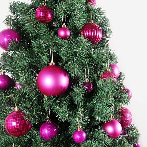 Vista 117 de 18 esferas medianas decorativas navideñas para árbol de Navidad, inastillables, para colgar, color púrpura, 2.5 pulgadas, paquete de 18