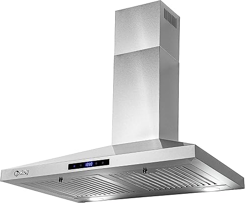 Miniatura 8 de AKDY Campana extractora de montaje en pared de 30 pulgadas, ventilador de 3 velocidades y luces LED en acero inoxidable, campana extractora