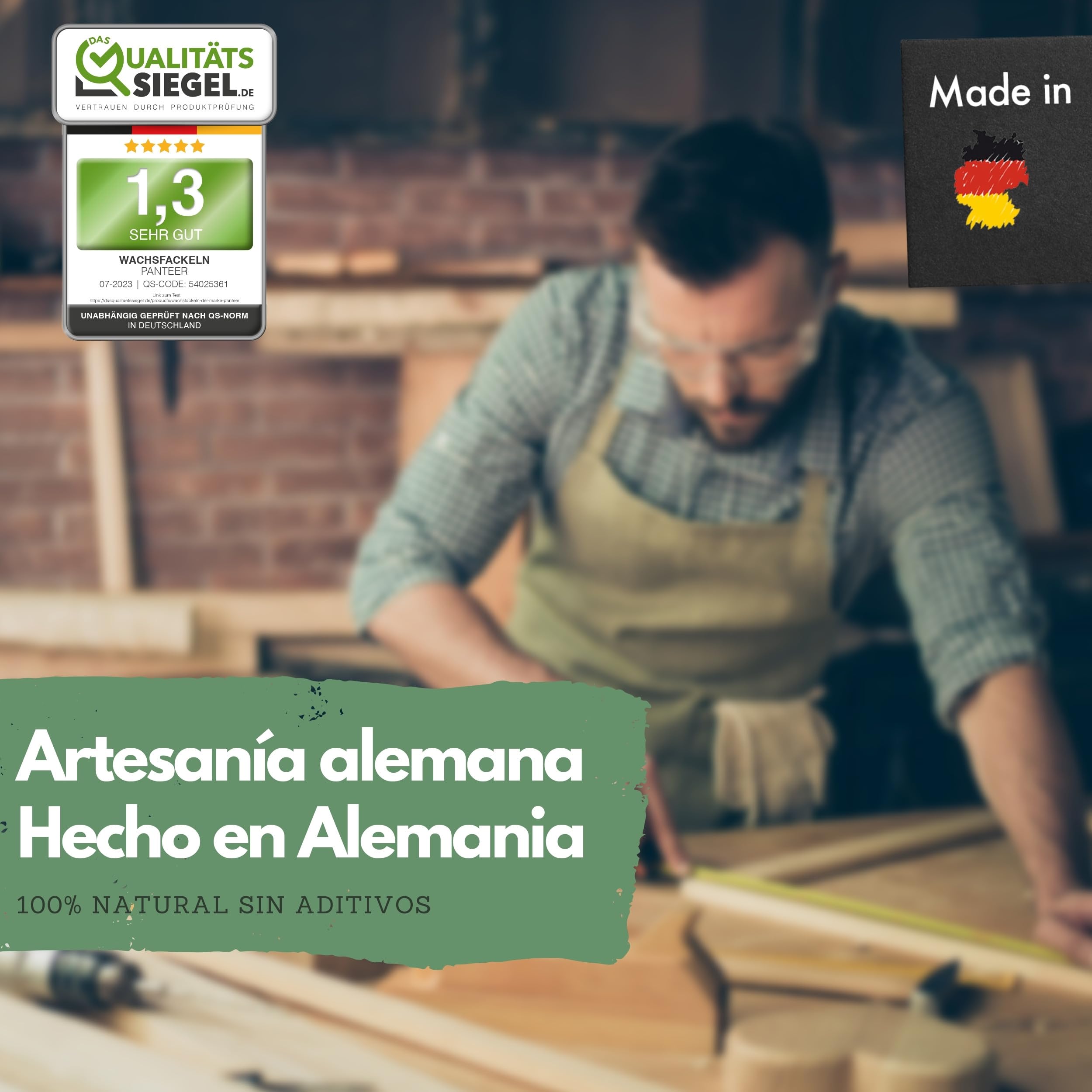 Panteer ® 10 linternas de cera natural - Para una caminata con niños o amigos - Made in Germany - Tiempo de combustión de 45 min - Con protección para las manos