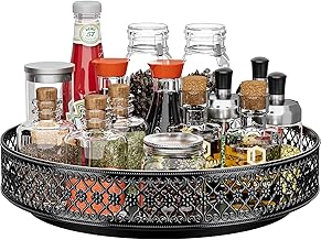 Ovicar Lazy Susan Organizer Turntable - 13 inch Rotating Spice Rack Metal Lazy Susan for Cabinet Pantry Kitchen Countertop Dining Table Cupboard Bathroom Refrigerator Vanity (13 inch Black)