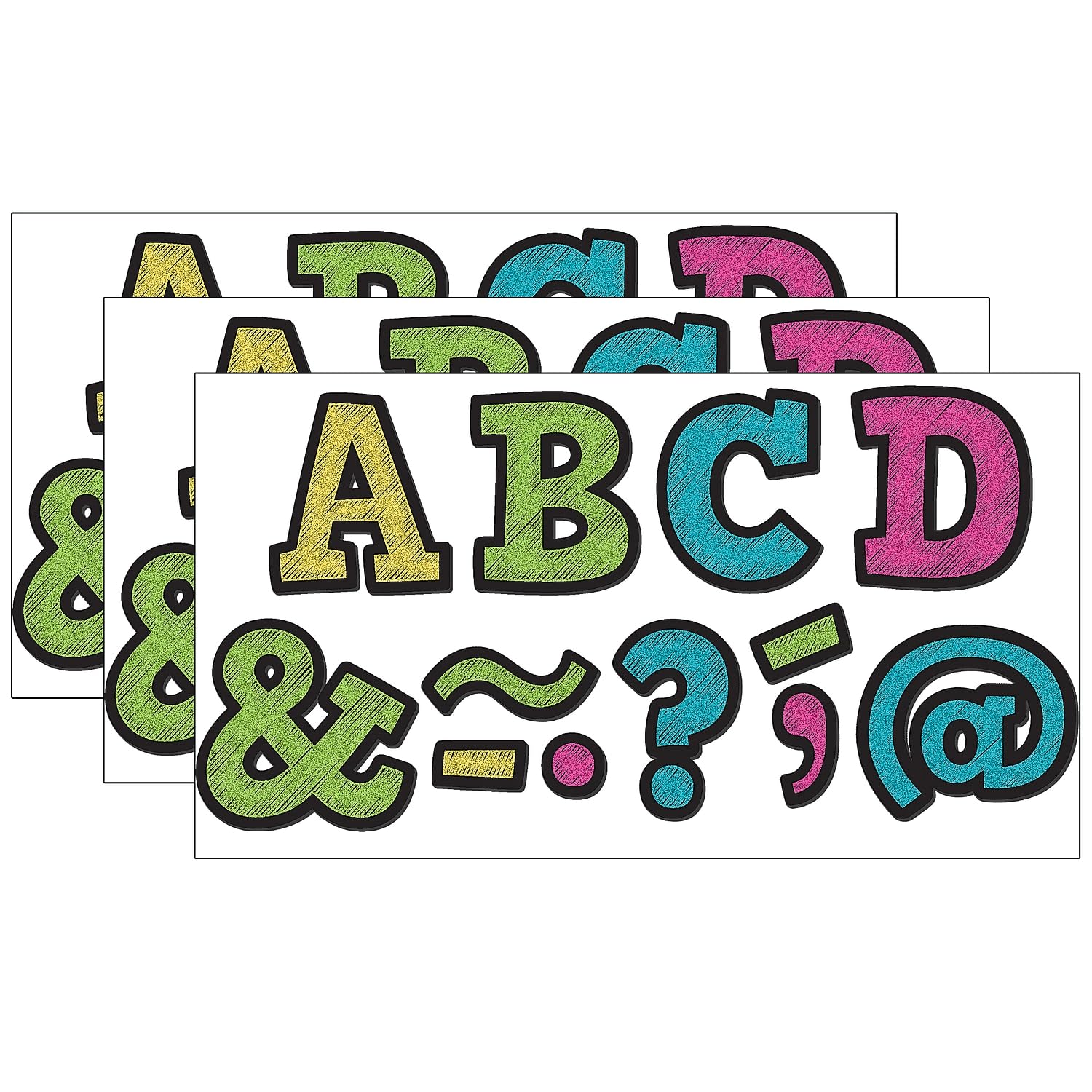 Chalkboard Brights Bold Block 2" Magnetic Letters, 70 Pieces per Pack, 3 Packs