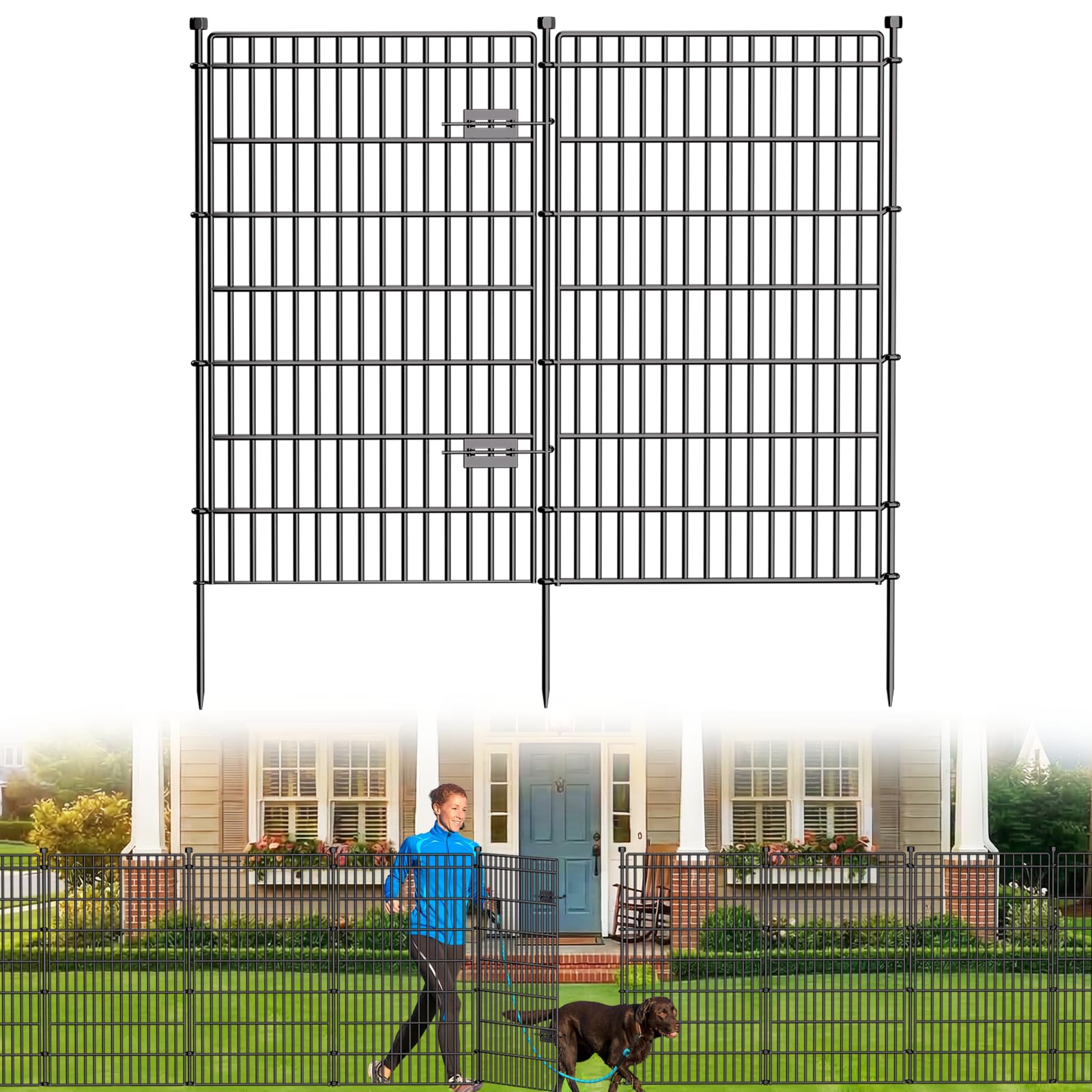 10-Panel No Dig Garden Fence with Gate