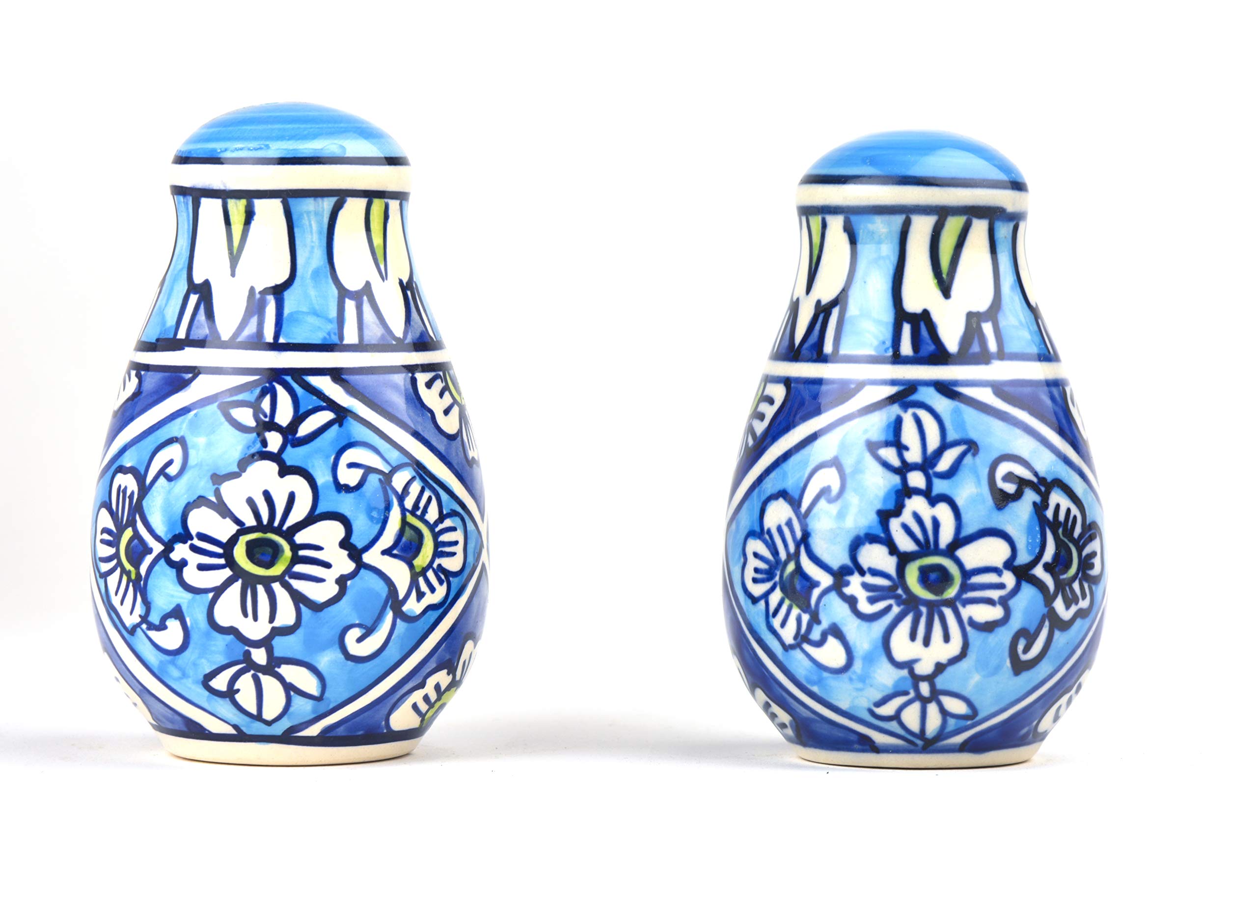 HS HINDUSTANI SAUDAGAR Mehrab Salt and Pepper Ceramic Salt Shaker dispensers Set of 2(130ml Each) Spice Container & Sprinkler for Dinning Table Kitchen Ideal for Home Daily use and Gifting.