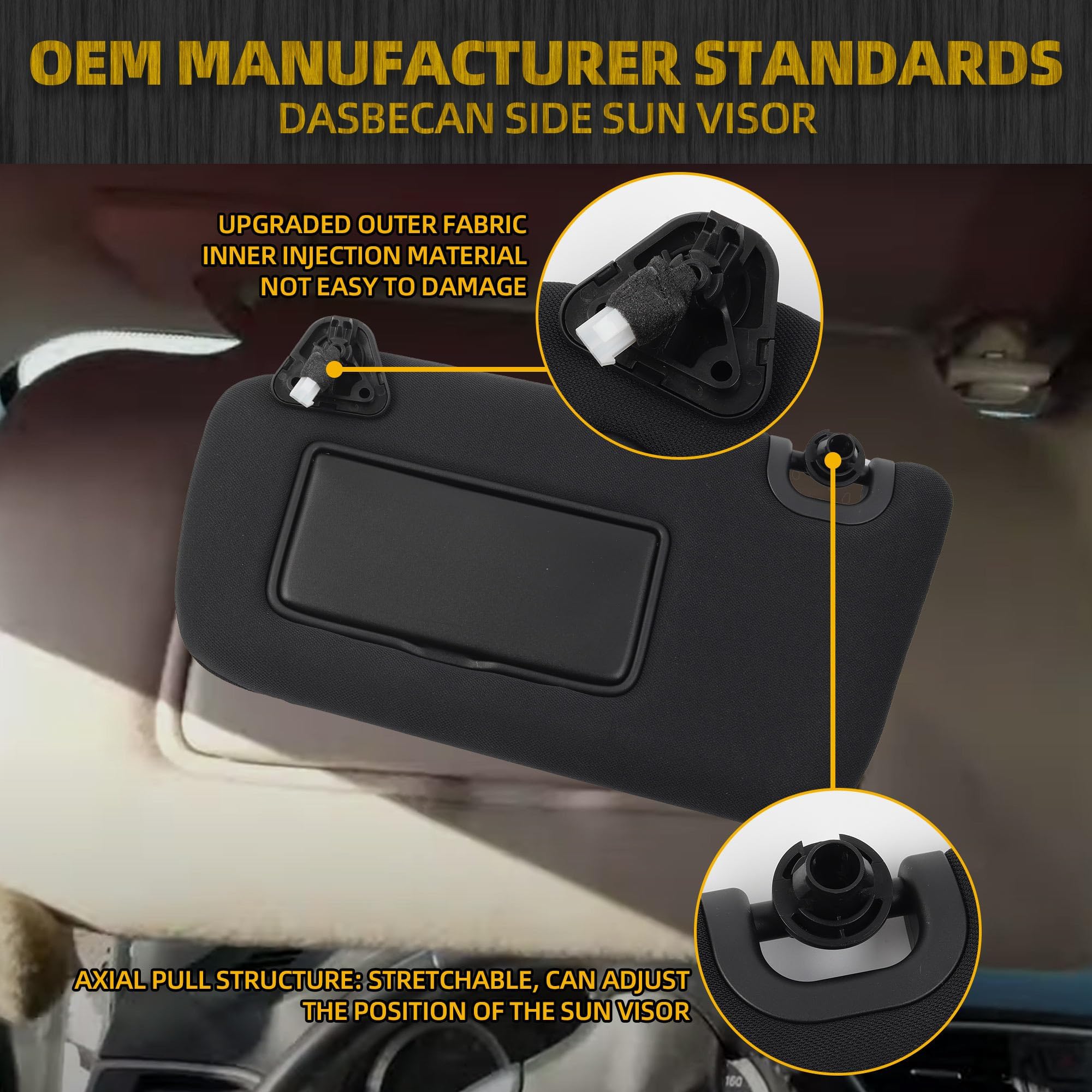 Dasbecan - Visera Solar Lateral Izquierda Del Conductor Con Luz Compatible Con Nissan Sentra 2013 2014 2015 2016 2017 2018 2019 Reemplaza # 96401-3SG8A | Visualización De Protección Solar | Espejo De