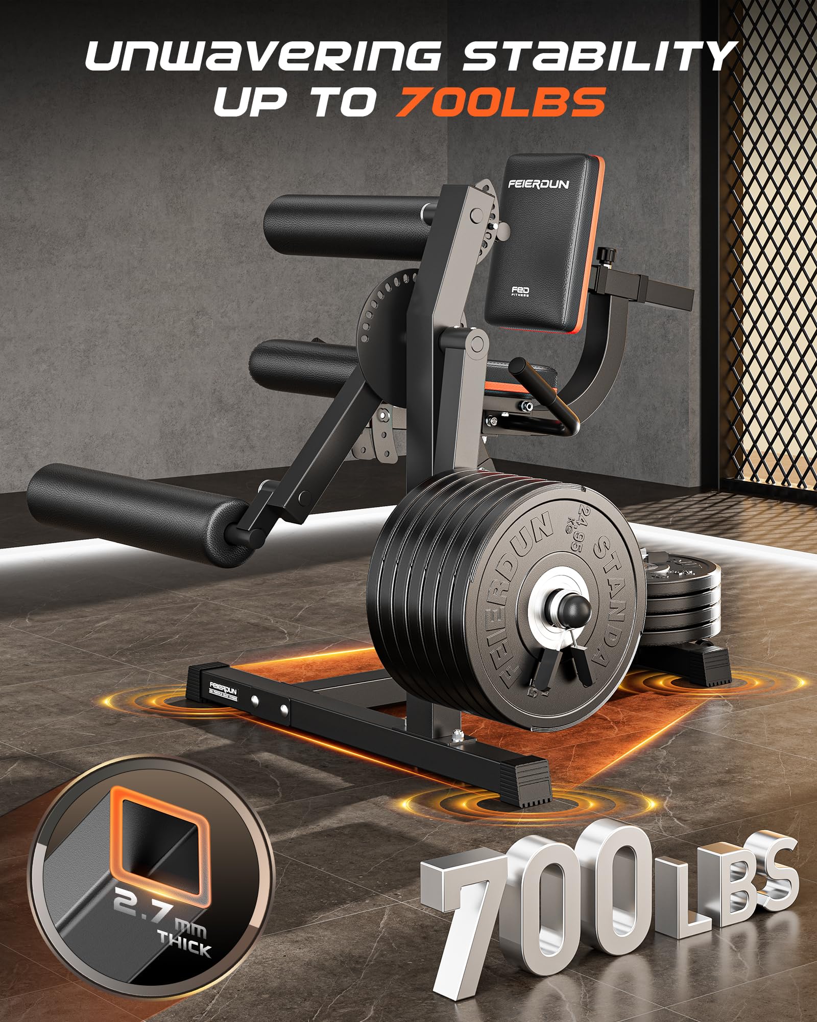 FEIERDUN Máquina de extensión de piernas ajustable 4 en 1, máquina de extensión de piernas de 700 libras de capacidad para entrenamientos de la parte inferior del cuerpo, máquina de rizado de piernas