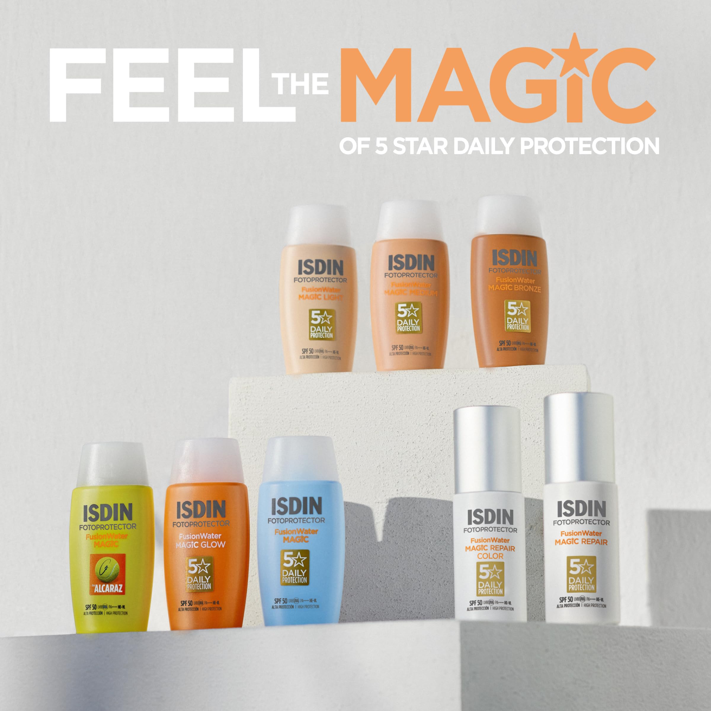 ISDIN Fusion Water MAGIC SPF 50 (50 ml) | Crème Solaire Visage à l'Acide Hyaluronique | Texture Ultra-légère & Fini Invisible | Sans Octocrylène