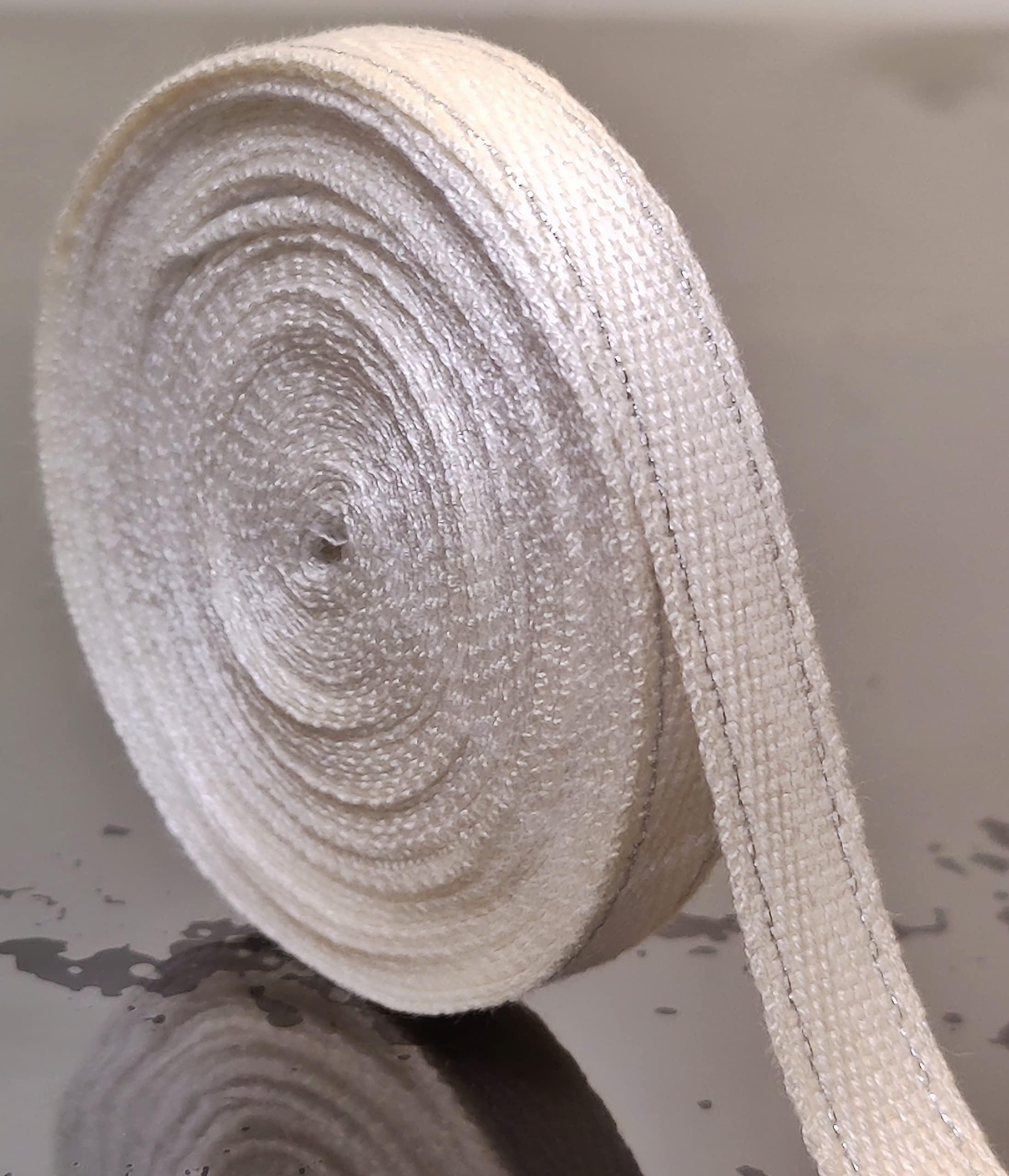 UKIYO Twill Tape Ribbon with Zari Border 100% Cotton Off-White 1/2 Inch Wide Herringbone Tape for DIY Craft Making,Packing Gifts,Decoration (5 Meter)