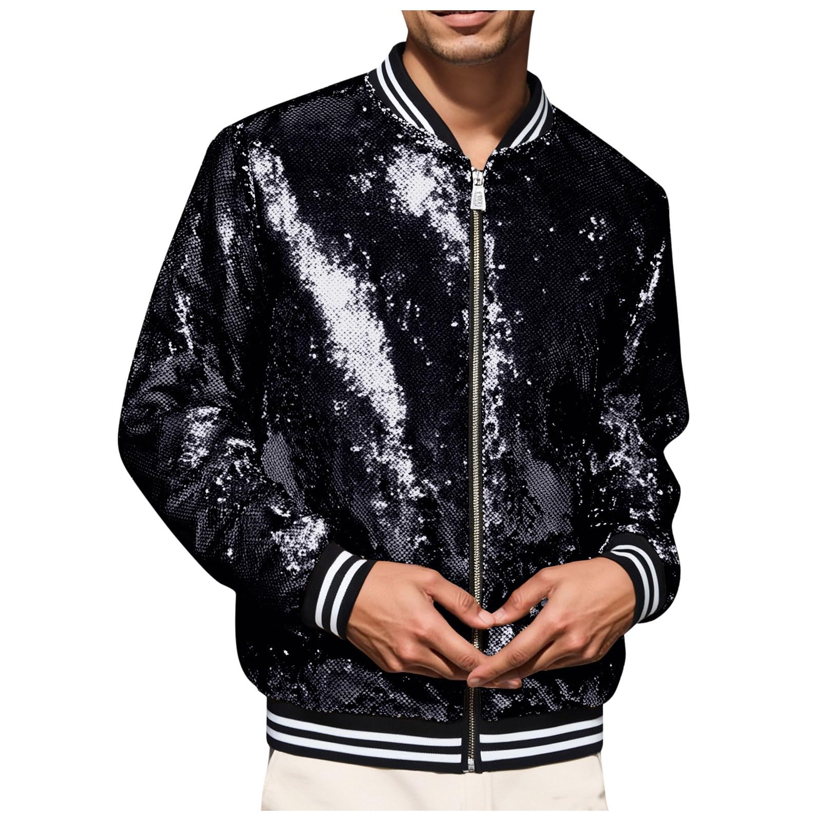 Giacca da uomo a mezza stagione a collo alto giacca da uomo primavera estate paillettes cappotto da lavoro casual bombers escursionismo antivento aeratore giacche sahariane giacca da baseball cappotti