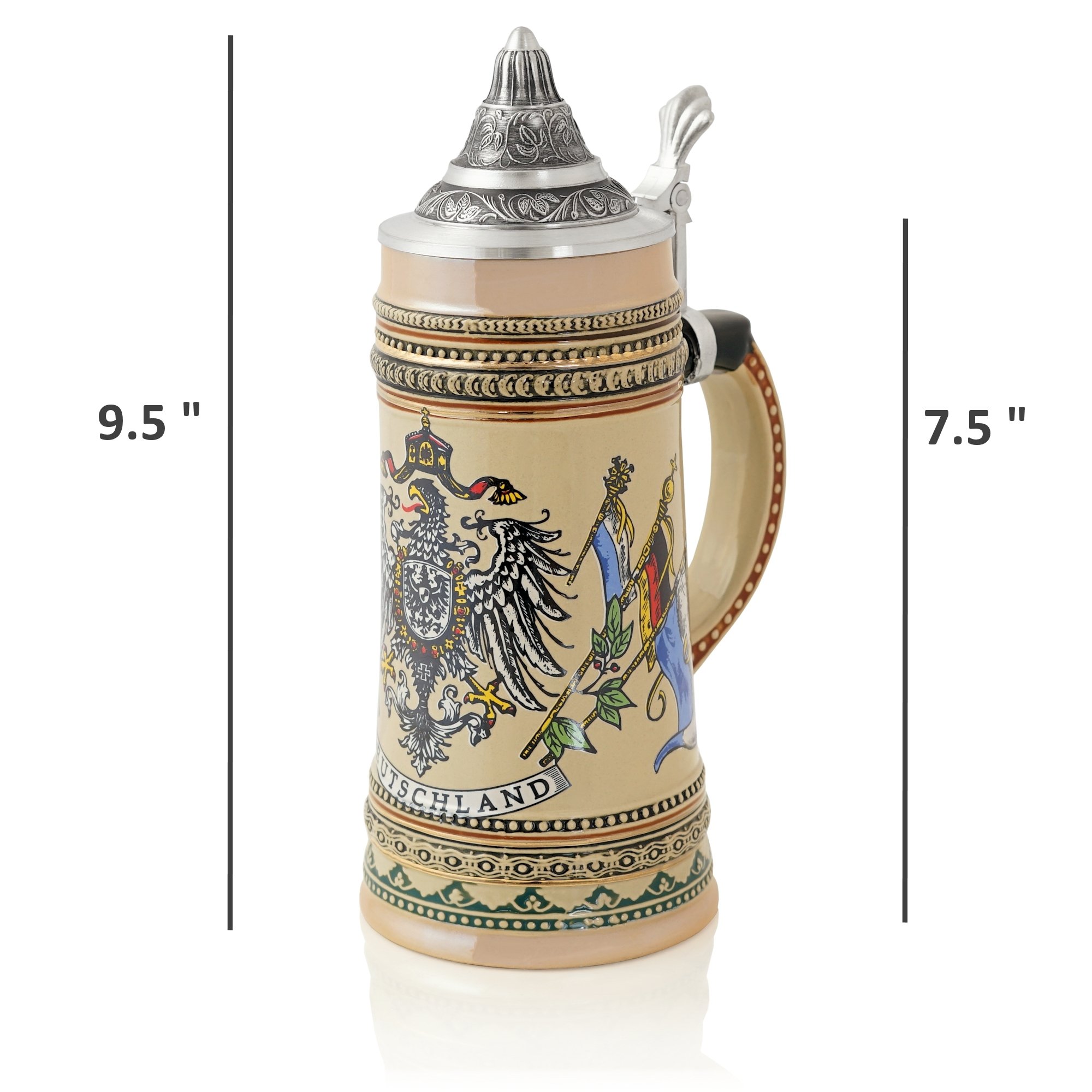 German Beer Stein"Eagle with flags Deutschland" Traditional
