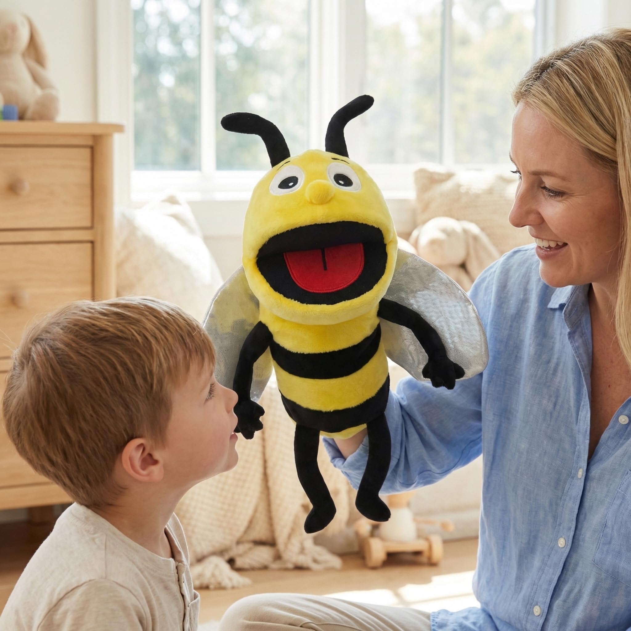 Marionetas de Mano de Insectos para niños,Incluye Abejas, Mariposas, libélulas, etc. con Bocas Abiertas móviles, Contar Cuentos,Regalos de cumpleaños - 4