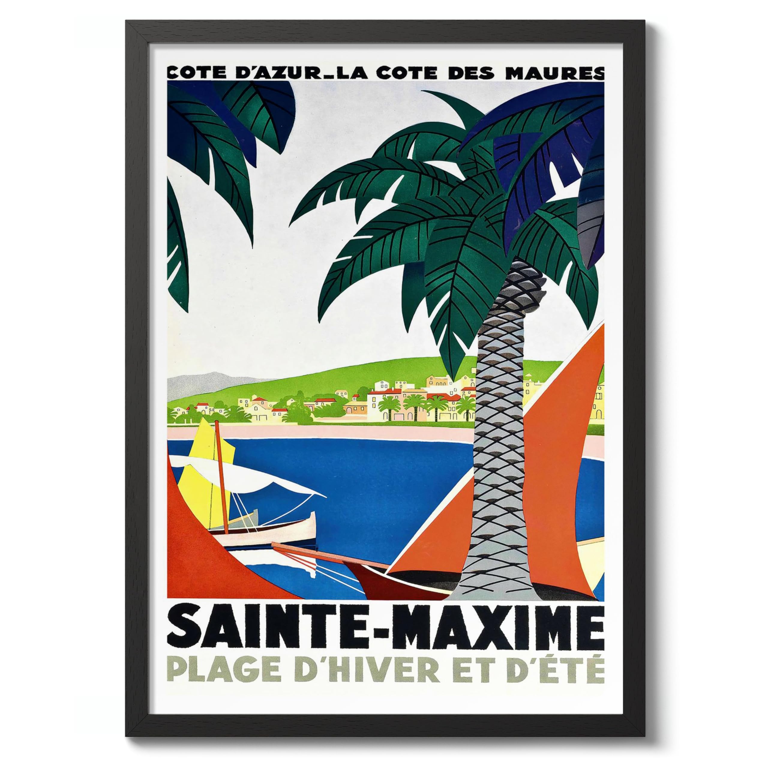 Saint-Maxime, Cote D'Azur Vintage French Travel Poster, Retro France Tourism Print, Holiday Home Decoration Wall Art, A1 (Print Only) - 84.1x59.4cm โ image 1