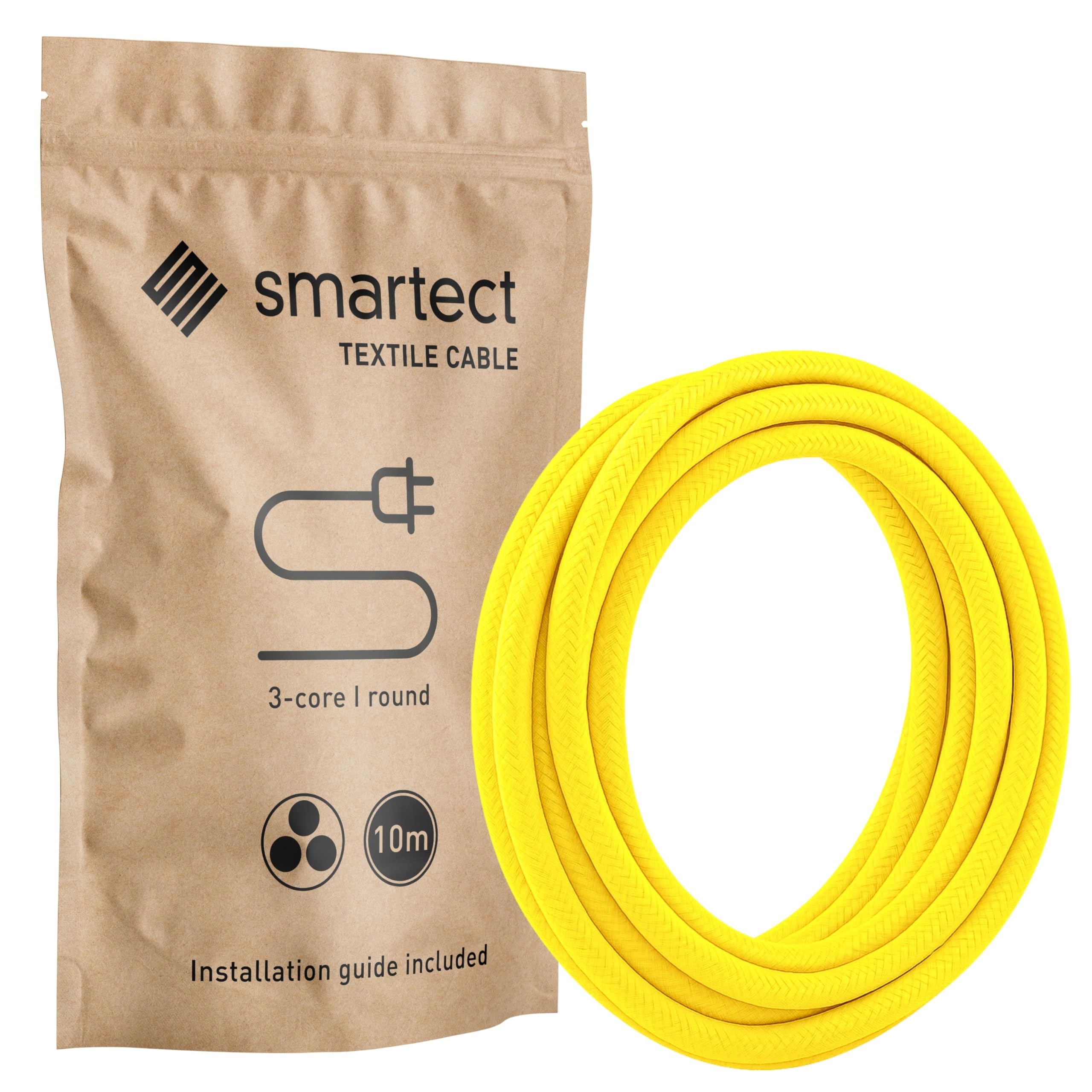 smartect Cable Textil en Color Marrón, Cable Electrico 3 Hilos de 5 Metros (3 x 0,75 mm²) Cuerda para Lampara con Revestimiento Textil para su Proyecto DIY — view 28