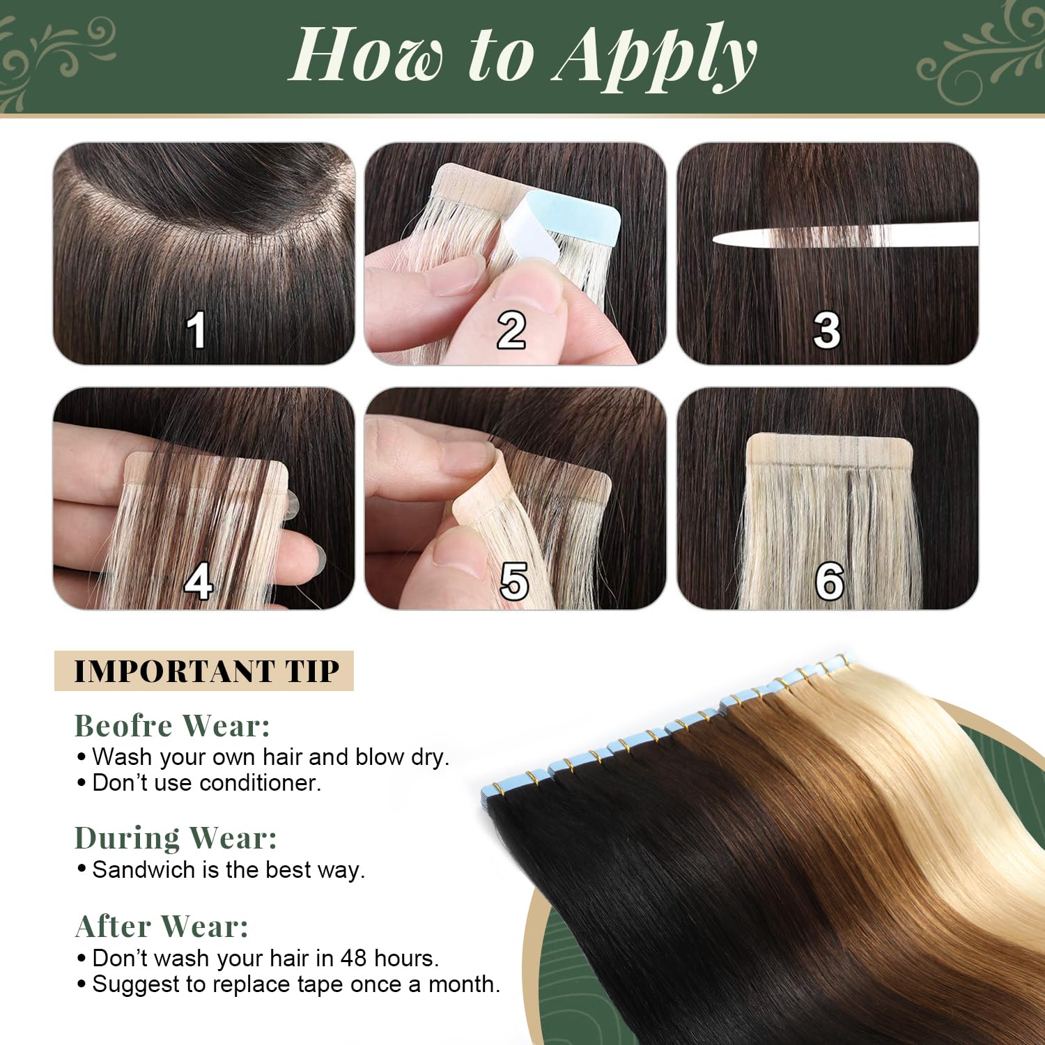 Easyouth Blonde Tape In Human Hair Extensions - Ash Blonde Highlights, Remy Hair 16 Inch 40g 20Pcs | Buy Now With Express International Delivery