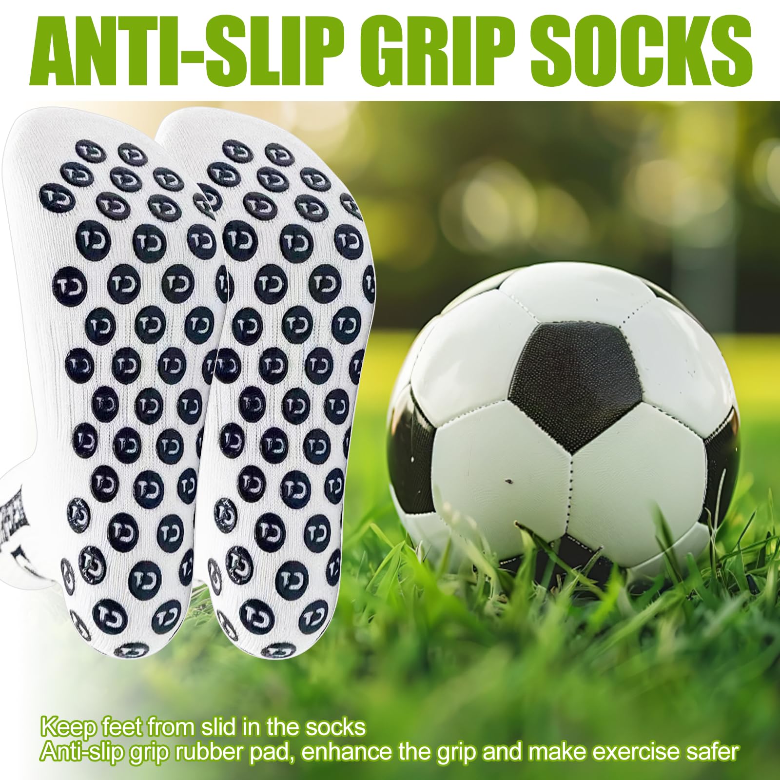 6 Pares de Calcetines Deportivos Antideslizantes, Calcetines de Fútbol, 39-46 Calcetiness Antideslizantes Futbol, Calcetiness Deporte Unisex para Running Ciclismo Trekking Baloncesto