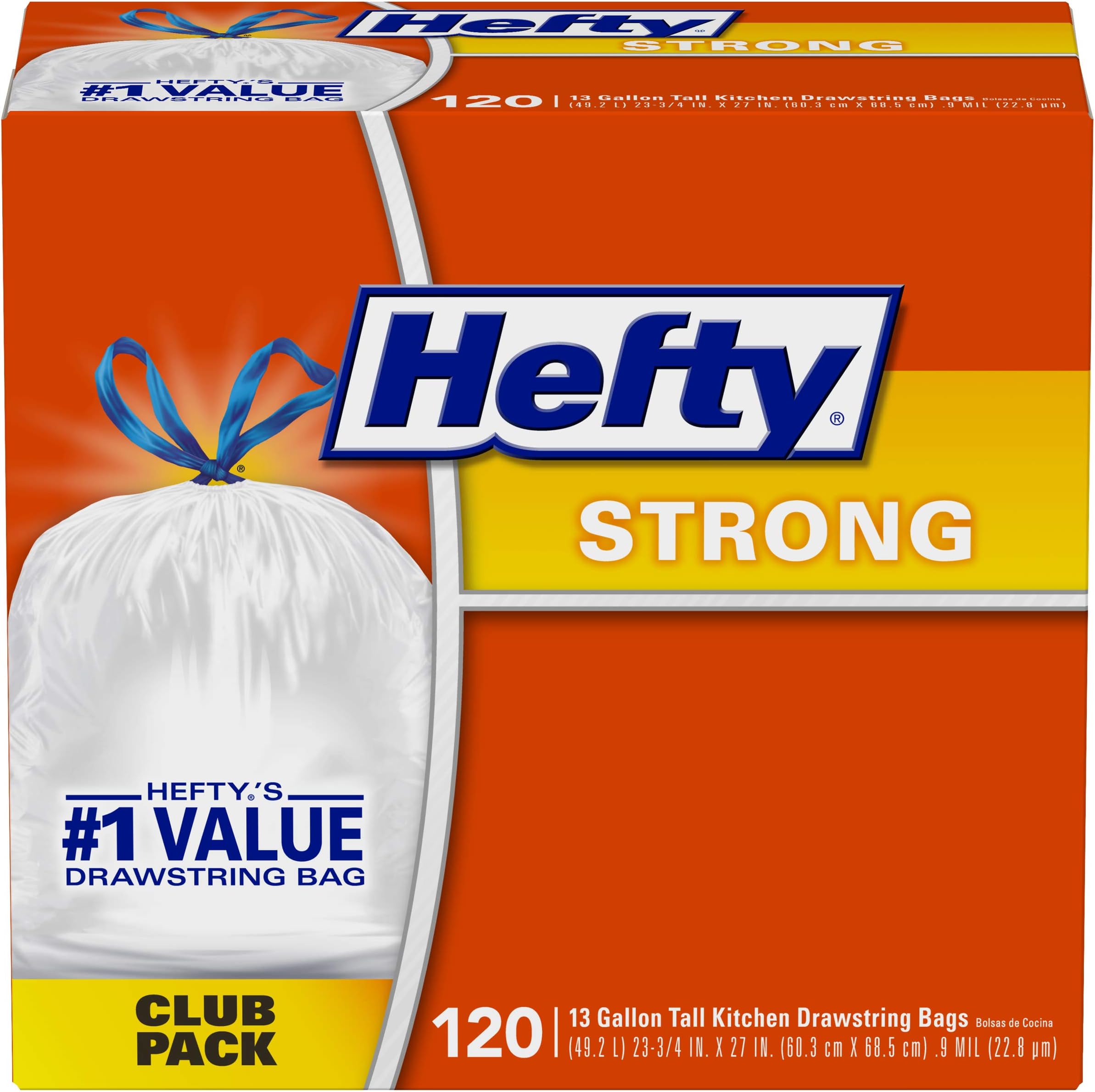 Strong Tall Kitchen Trash Bags, Unscented, 13 Gallon, 120 Count