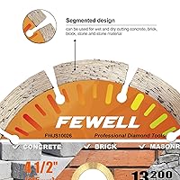 Vista 3 de FEWELL Hoja de sierra de diamante de 4 1/2 pulgadas para hormigón, hoja de sierra de hormigón segmentada para amoladora angular, corte seco/húmedo