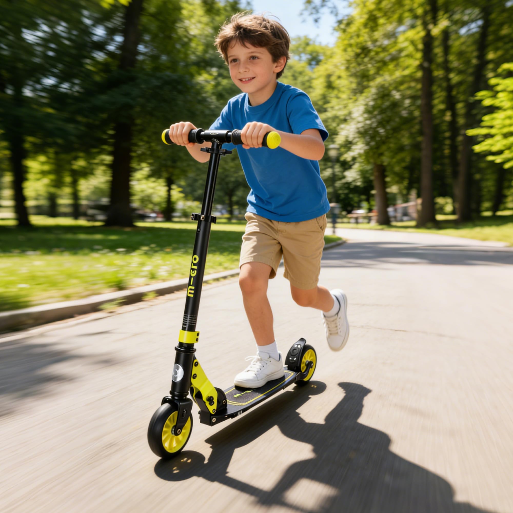 Micro® Rocket | Patinete de 2 Ruedas Extra Anchas 120 mm| Mayor Estabilidad | Scooter de Aluminio Plegable | Altura Ajustable 66 a 96 cm| Pata de Cabra | Ligero 3,85kg | Adolescentes y Adultos