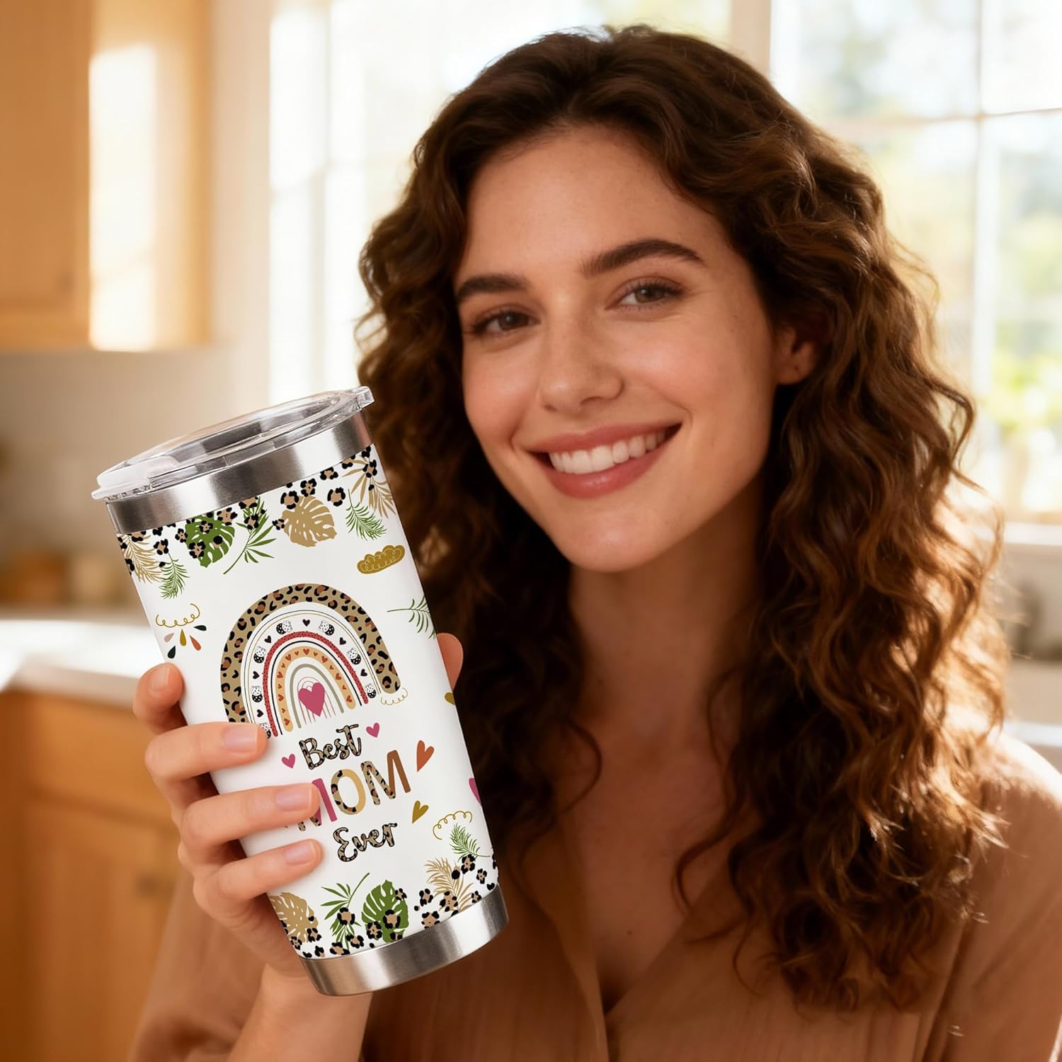 Hexagram Mom Birthday Gifts from Daughter, Best Mom Ever 20 oz Tumbler, Valentines Day Moms Gifts from Son, Moms 18/8 Stainless Steel Coffee Cup with Lid, Mothers Day Mama Present - Image 6