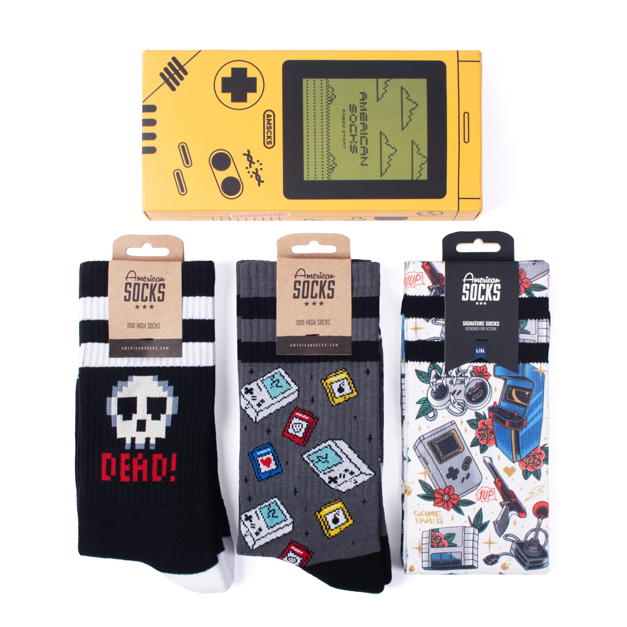 American Socks Calzini a mezza gamba | Scatola regalo Gamer Box, stile Old School | Tecnologia Controllo Umidità | Massima freschezza | Edizione limitata