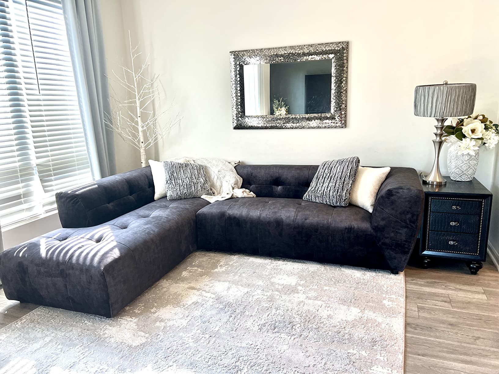 59/mo Finance Acanva Luxury MidCentury Velvet Tufted Low Back Sofa