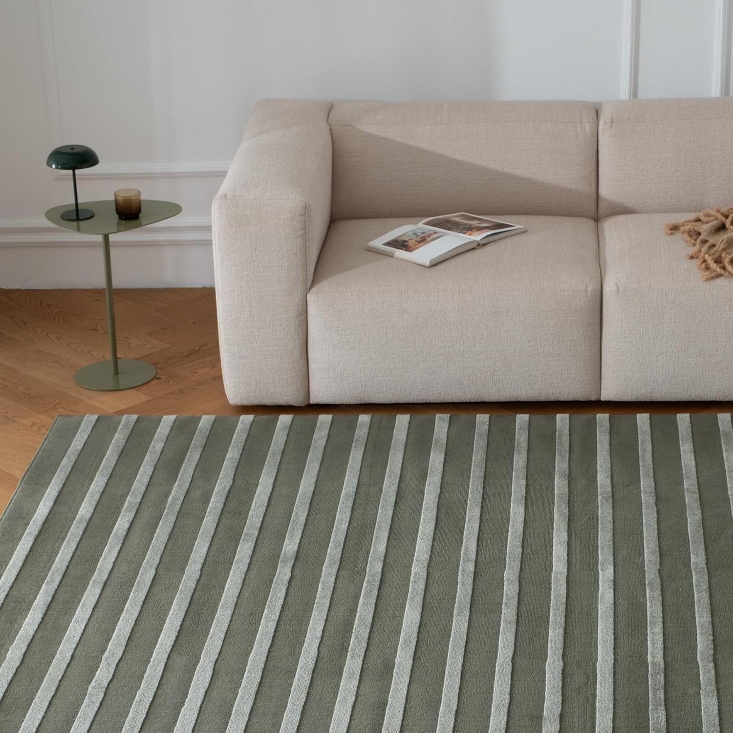 Revival Rugs Staves 5'x8' Area Rugs for Living Room Bedroom Dining Room - Washable, Oeko-TEX Certified, Green