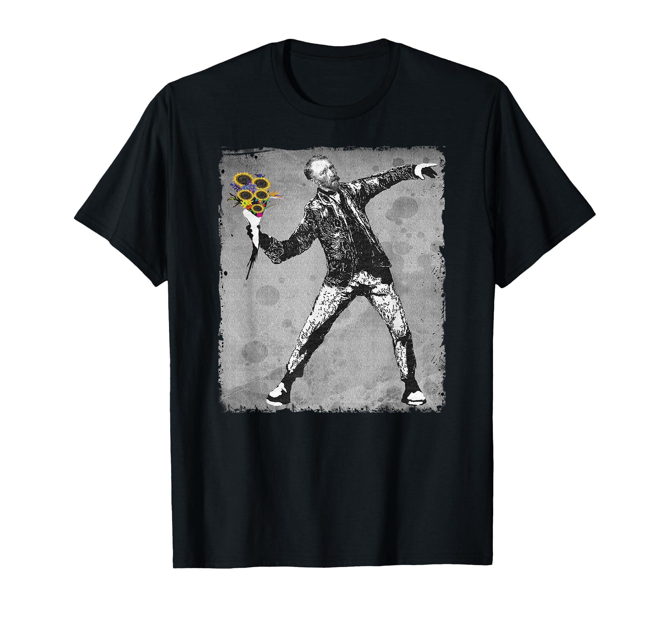Van Gogh Flower Thrower T Shirt - Distressed Graphic Tee T-Shirt