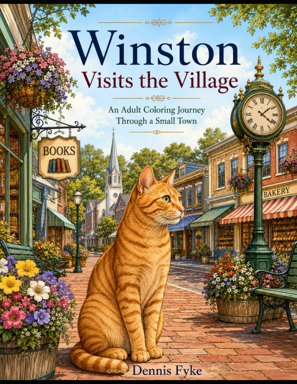 Winston Visits the Village: An Adult Coloring Journey Through a Small Town (The Winston Adventures Coloring Book Series)