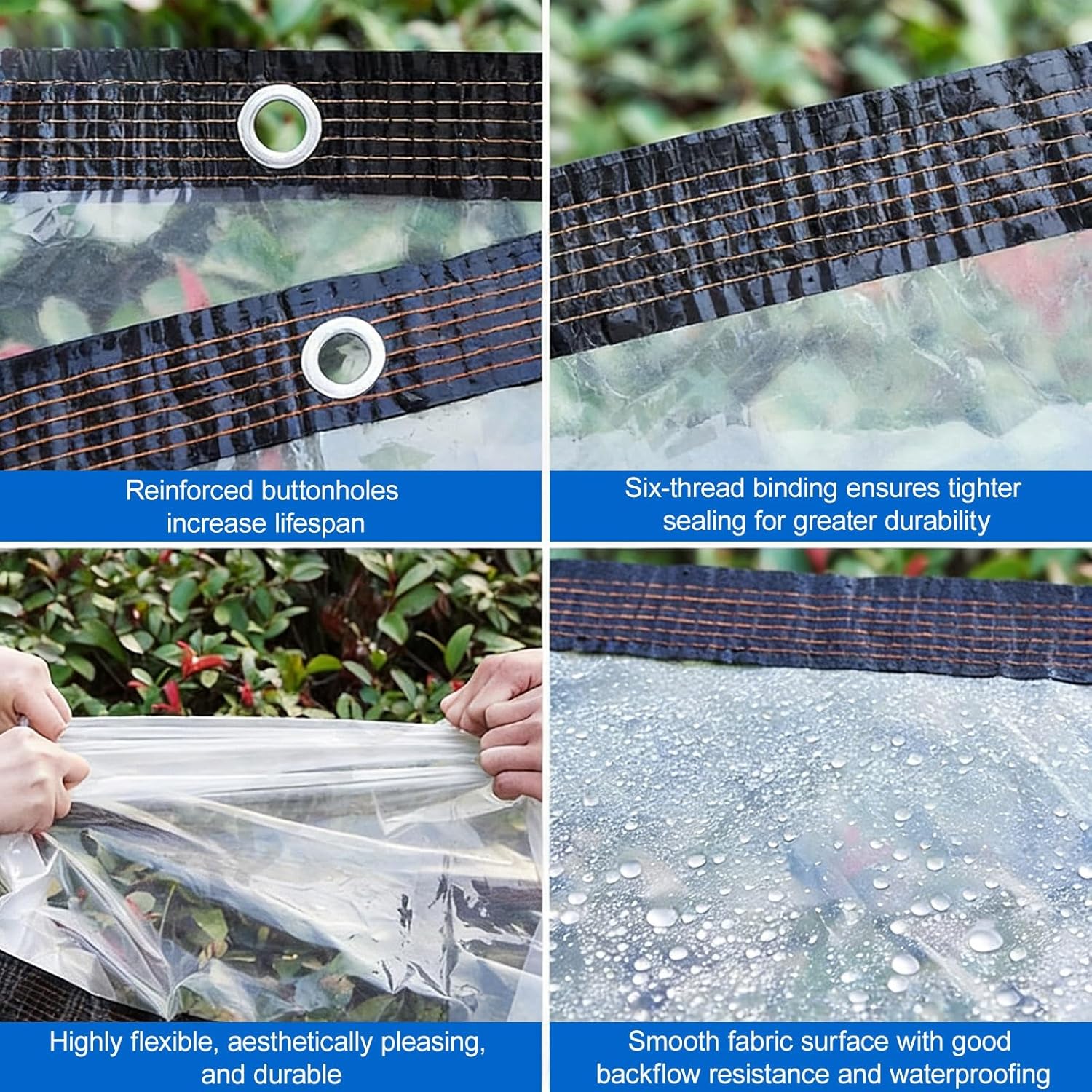 Chicken Coop Heavy Duty Clear Waterproof Tarp, Transparent Vinyl Tarpaulin with Reinforced Grommets for Patio, Porch and Outdoor, Greenhouse Balcony Garden(6x8m/19.7x26.2ft)