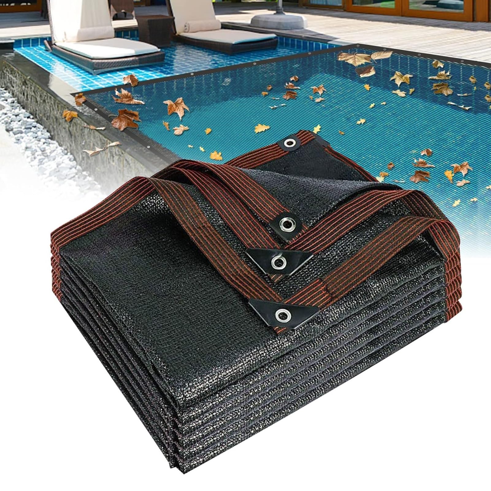 5x8m Couverture Filet De Feuille pour Piscine,Filet De Bassin À Mailles Fines,Bache Bassin Filet Piscine Anti Feuilles pour Extérieur-Piscines Hors-Sol Et Enterrées(4x8m(13x26ft))