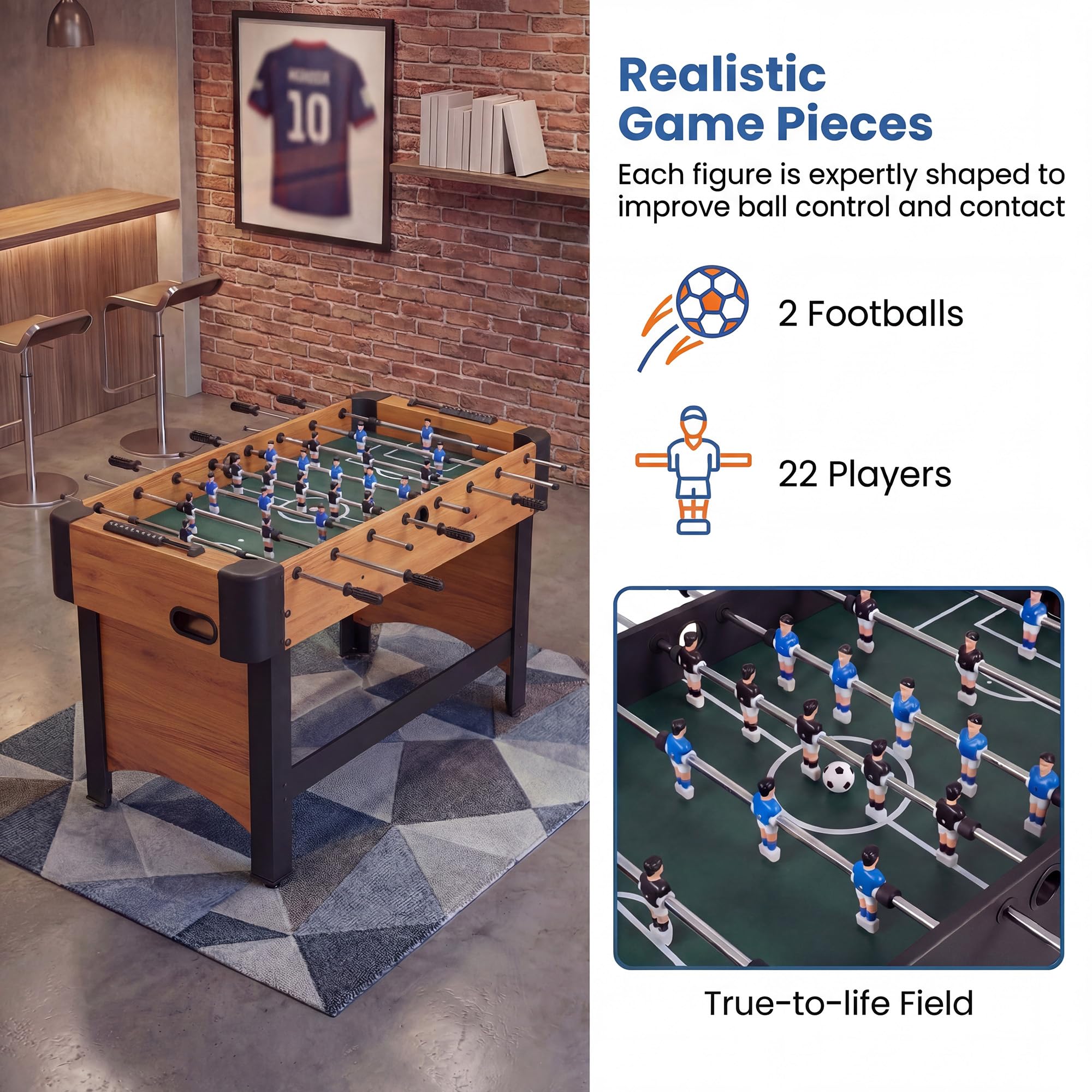 GOPLUS Futbolín de Mesa Madera 103x58x79 cm con 2 Pelotas y 22 Jugadores