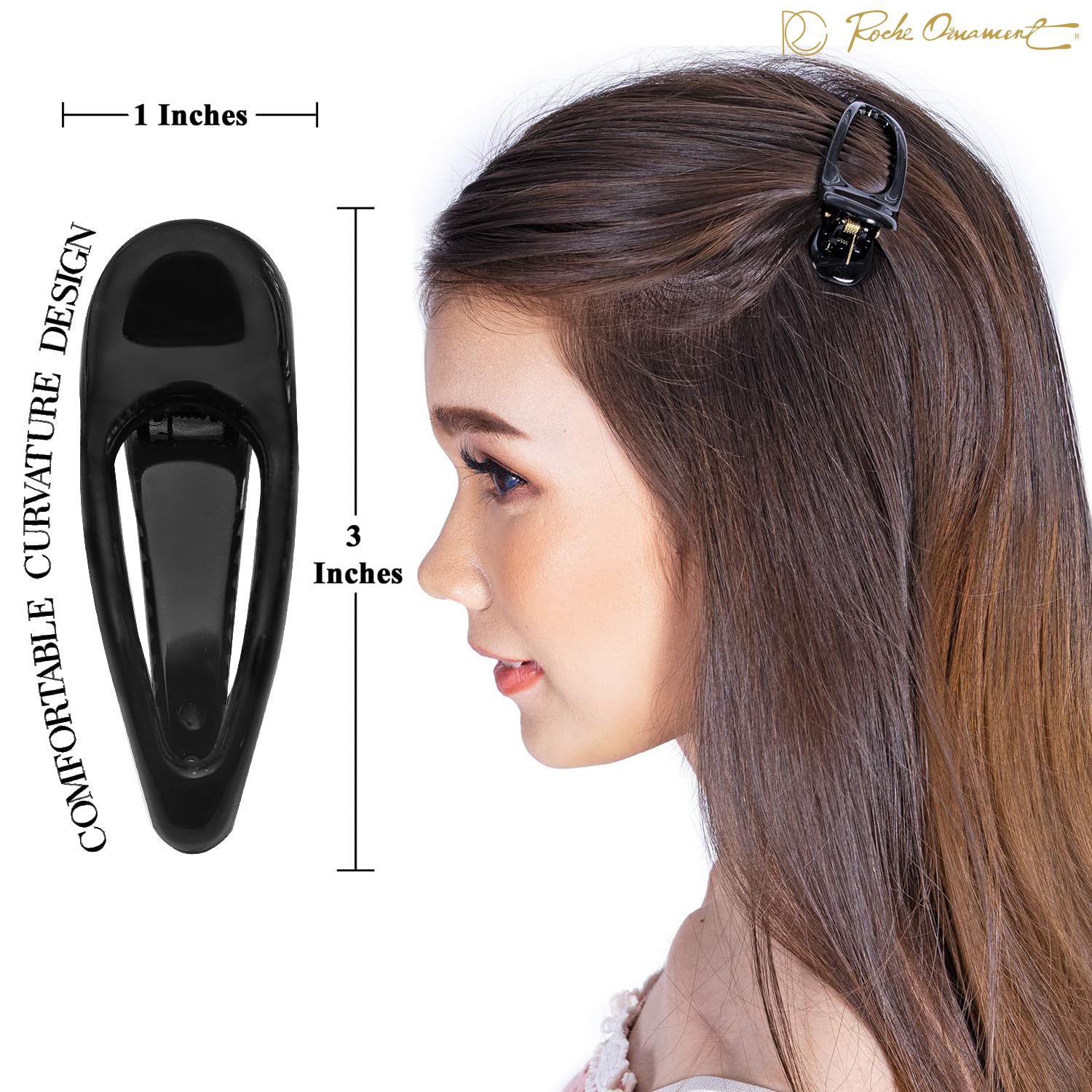 RC ROCHE 6 Pcs Small Flat Flip Hair Claw Clips for Women Alligator Duckbill Thick Hair Styling Barrette Strong Side Slide Jaw Plastic No Slip, Small Black - Image 3