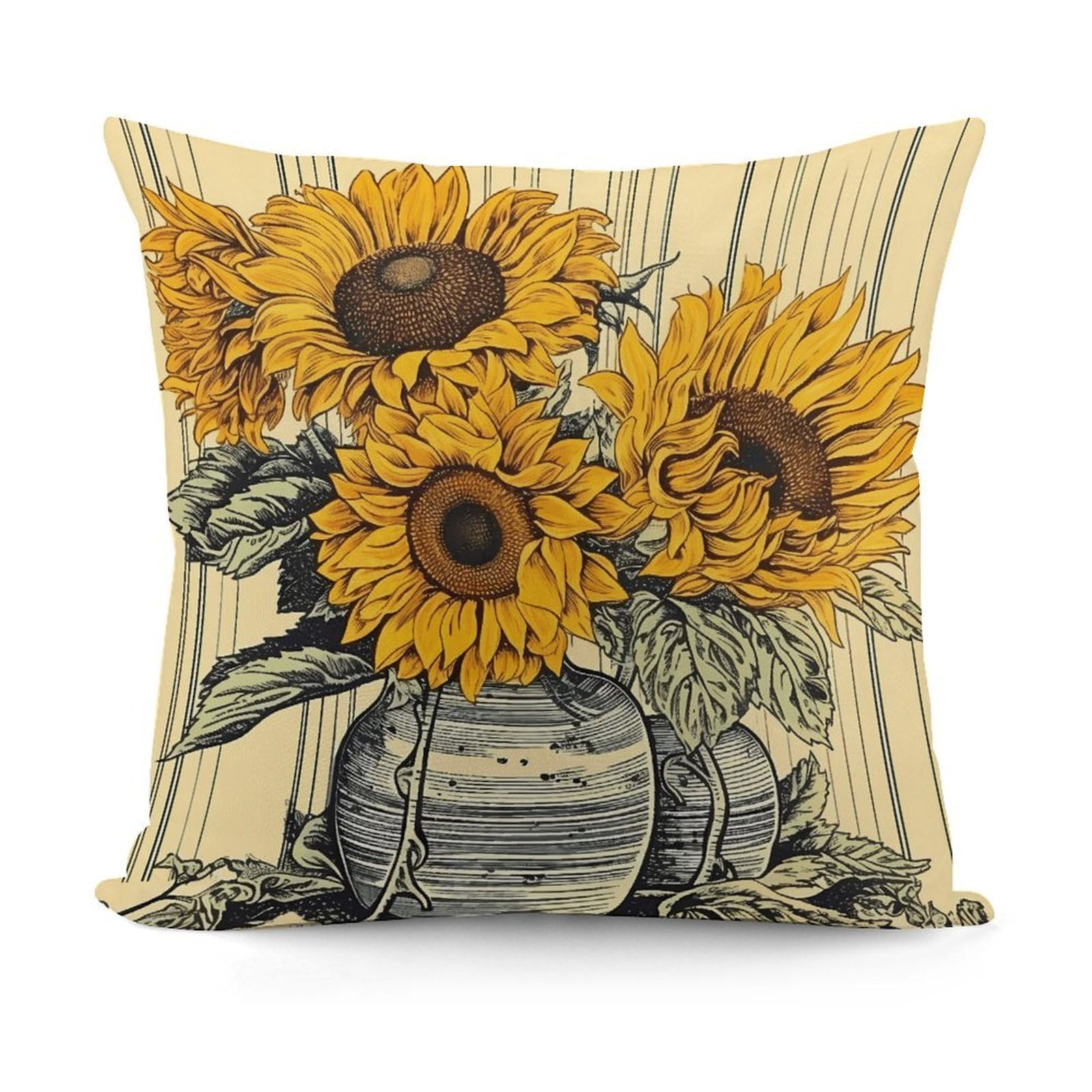Adfgyerh Style Sunflower Pattern Decorative Pillow Covers, Throw Pillow Covers Soft For All Seasons, Pillowcases For Couch Living Room Sofa Bedroom 18X18 Inch