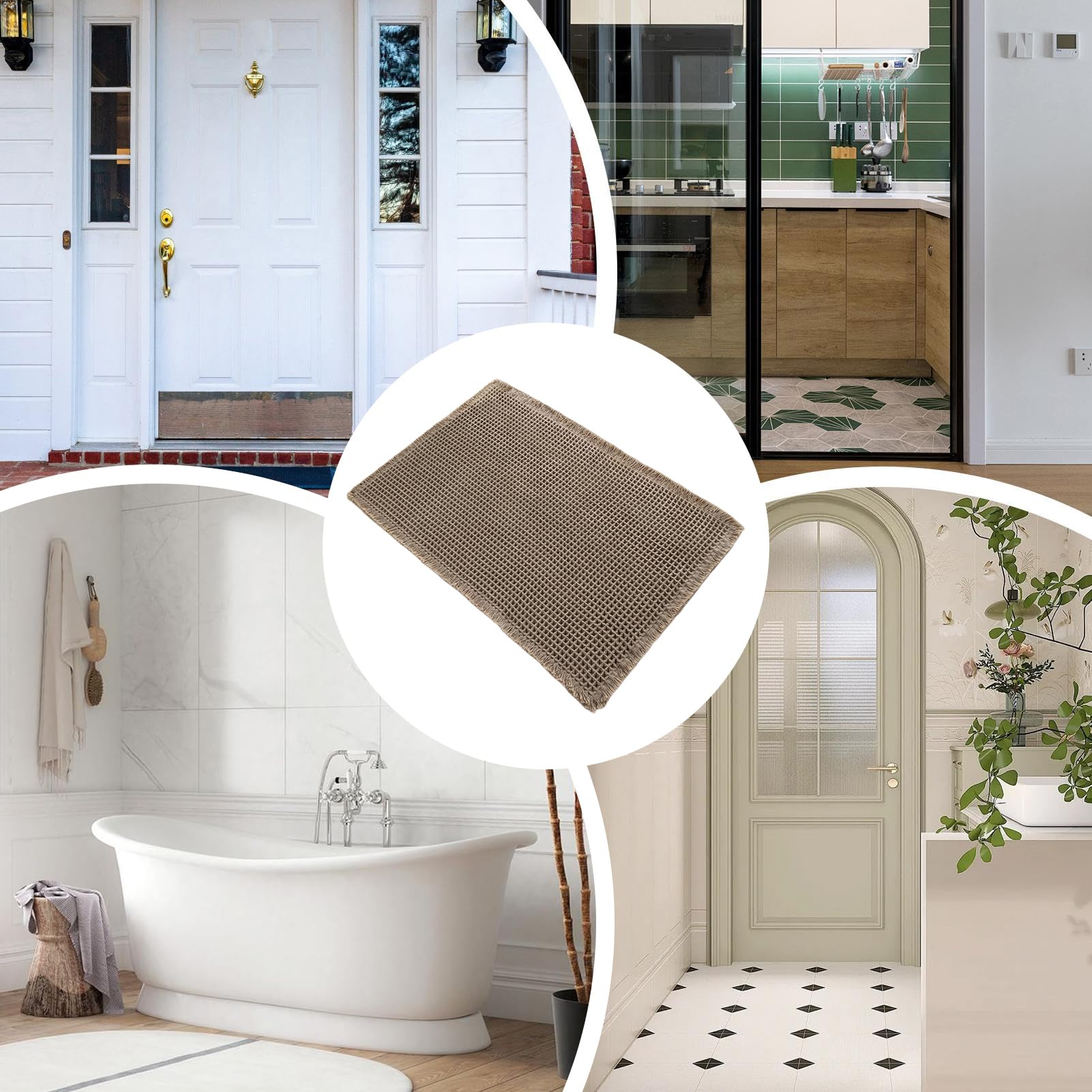 Non Slip Bathroom Rug, Bath Mat Shower Carpet, Quick Dry Waffle Design Machine Washable, Ultra Absorbent Comfort, for Home Decor for Tub Floor Kitchen Apartment Entryway and Modern Living