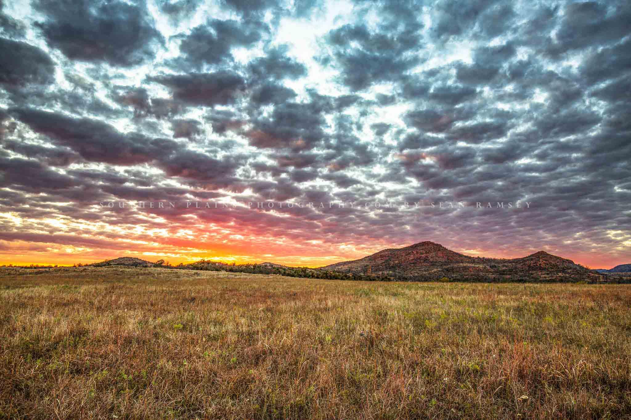 Wichita Mountains Photography Print (Not Framed) Picture Warm Sunset Over Mountains and Prairie Grass on Autumn Evening in Oklahoma Great Plains Wall Art Nature Decor (40