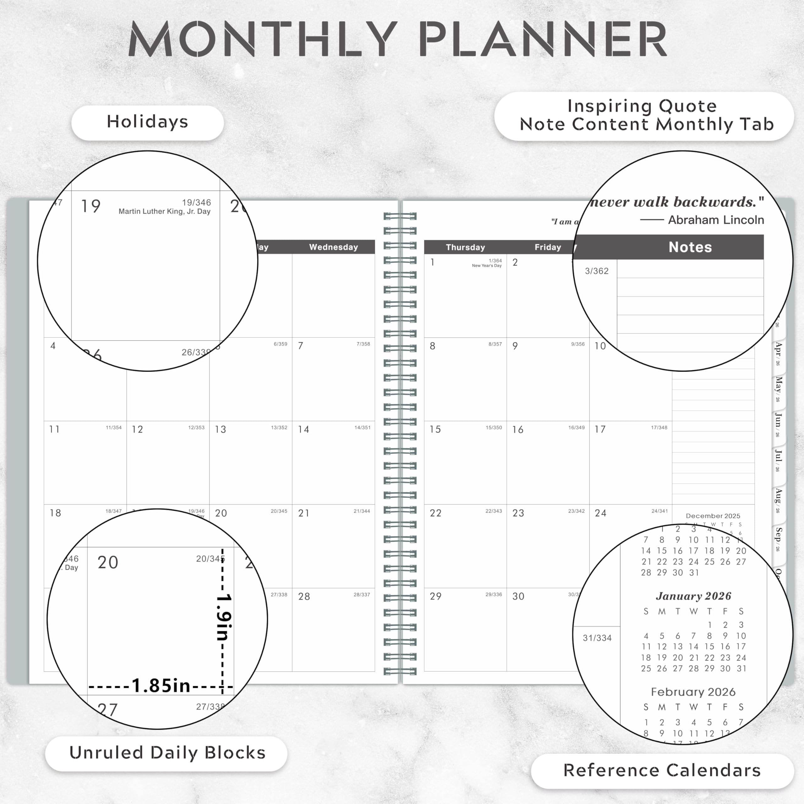 Agenda Mensual 2026-2030: 5 Años Planificador Organizador De Enero 2026 A Diciembre 2030 | 60 Meses Calendario Anual Con Vacaciones Españolas - 1 Mes Para 2 Páginas - Formato Grande : Press, ESP