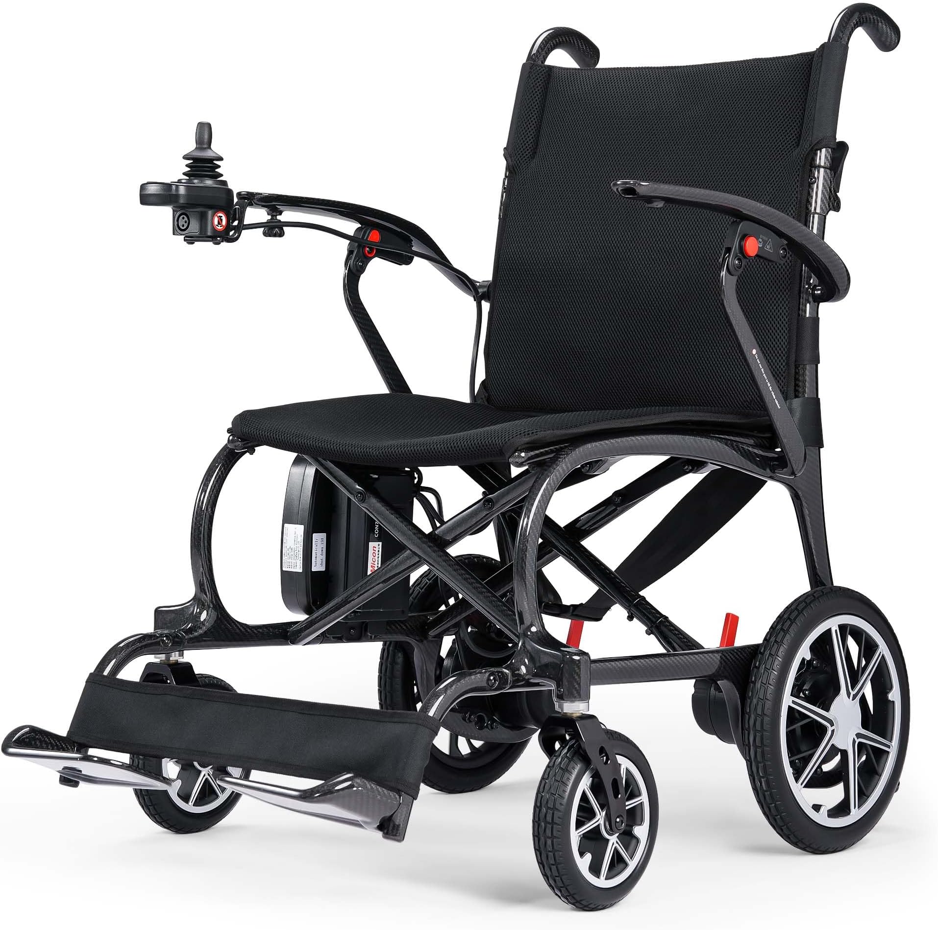 25.8lbs Real Carbon Fiber Ultralight Electric Wheelchairs, FDA Certification Professional Foldable Lightweight Electric Wheelchairs for Adults, Senior, Patient, 400W, 12 Miles, 300 LBS Capacity