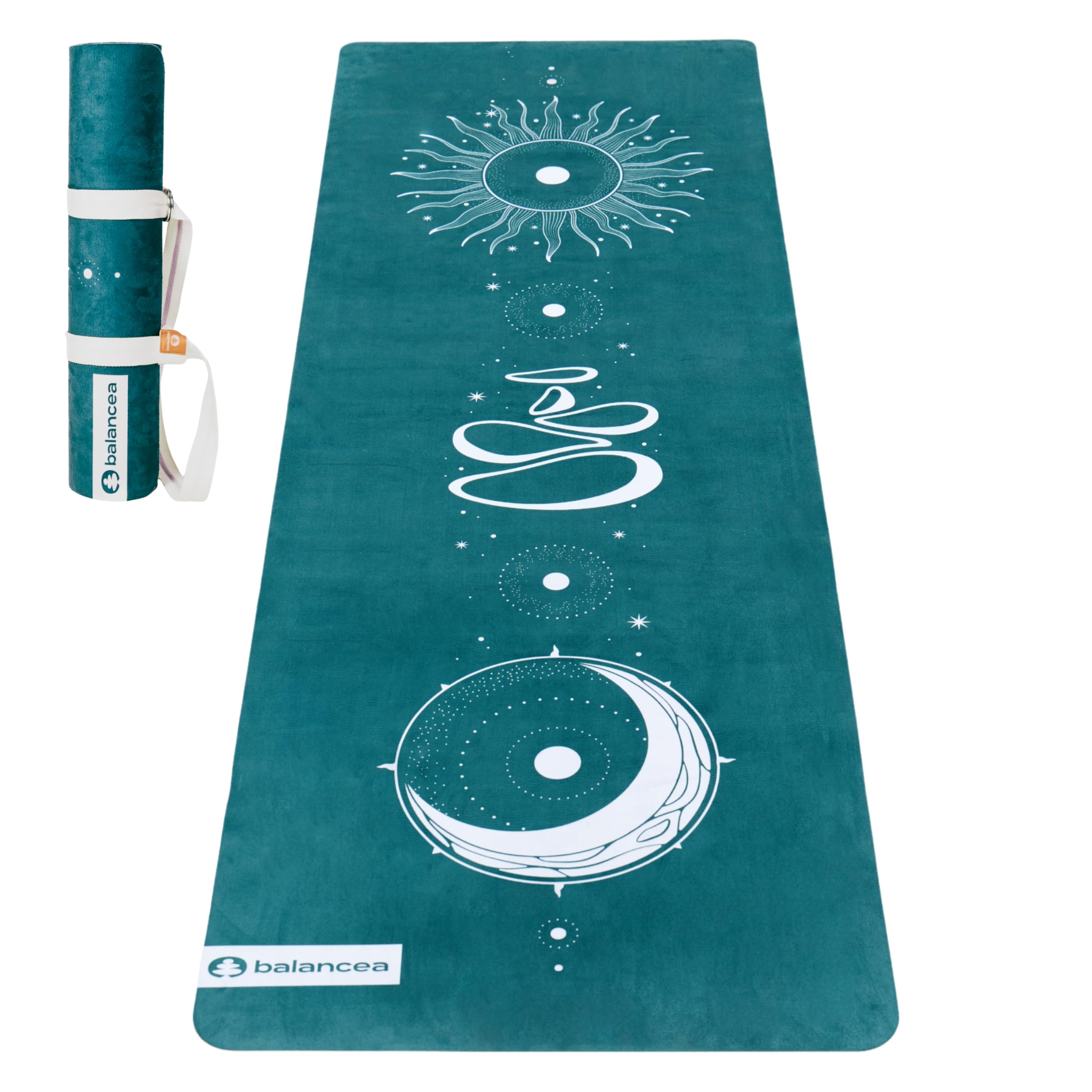 Yoga Mat With Strap 5mm Non Slip Suede & TPE - Eco-Friendly Fitness & Exercise Mat for Home Gym, Pilates, Hot Yoga, and Meditation - Lightweight Durable 72 x 24 inch Workout Mat for Women, Men Green