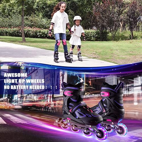 Miniatura 7 de Patines en línea Vinal de 2PM SPORTS ajustables con luces para niños todas las ruedas iluminadas divertidos patines para niños y hombres color azul