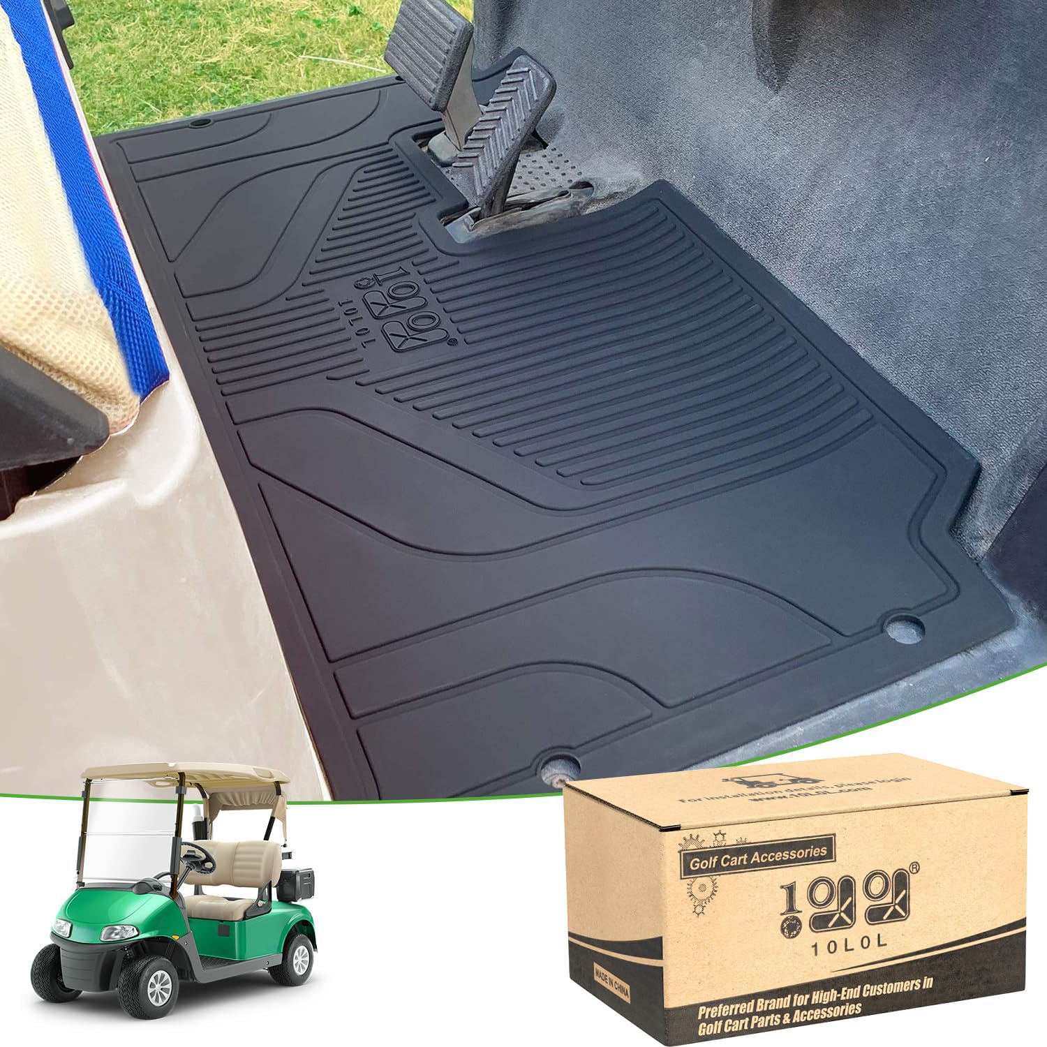 Photo 1 of 10L0L Golf Cart Floor Mat for EZGO RXV 2009-2022, 8mm Thick One-Piece Silica Gel Floor Liner, Non-Slip Easy to Clean