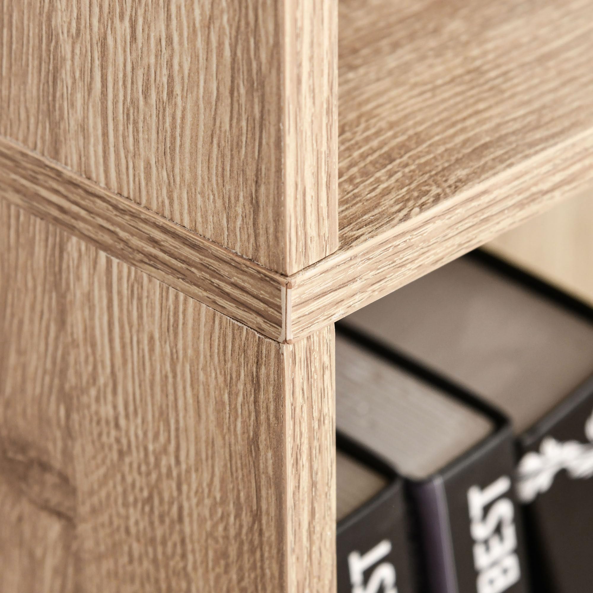 HOMCOM Librería Estantería de 5 Niveles para Libros con 3 Baldas Ajustables Antivuelco Almacenaje para Salón Oficina Estudio 63x29,5x176 cm Madera Natural