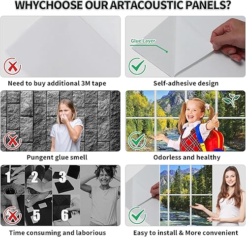 Miniatura 5 de Paquete de 8 paneles acústicos que absorben el sonido, paneles de pared de 48 x 32 pulgadas, paneles a prueba de sonido, paneles decorativos